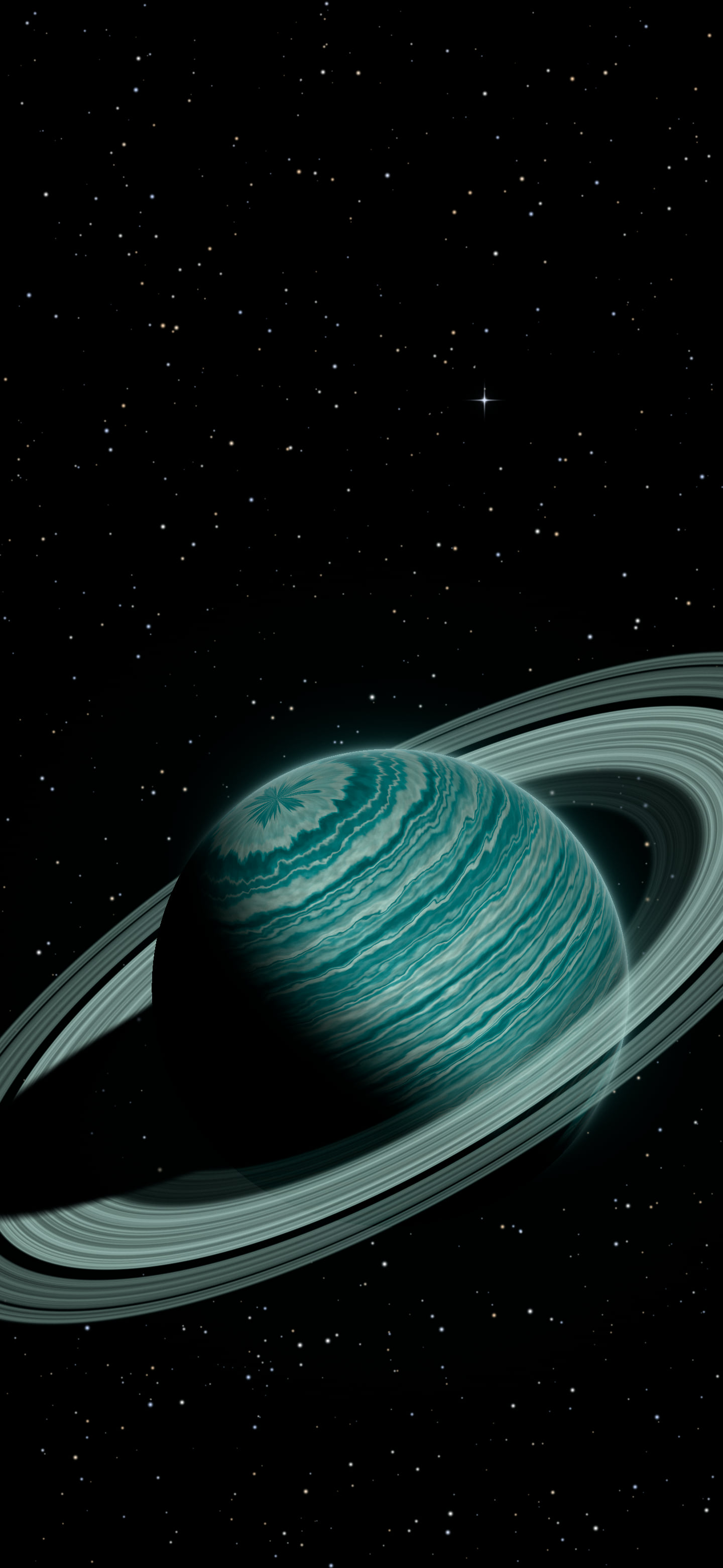 Teal Ringed Saturn wallpaper for iPhone and Android