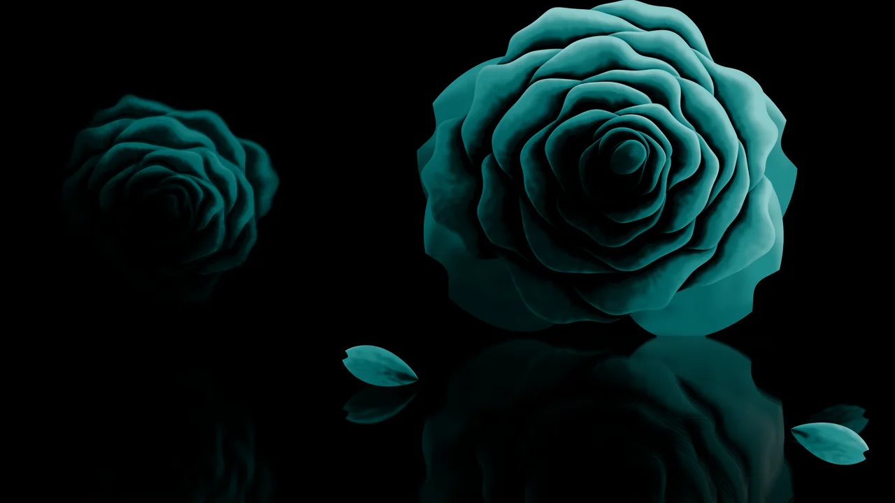 Teal Rose Reflection desktop wallpaper in 4K