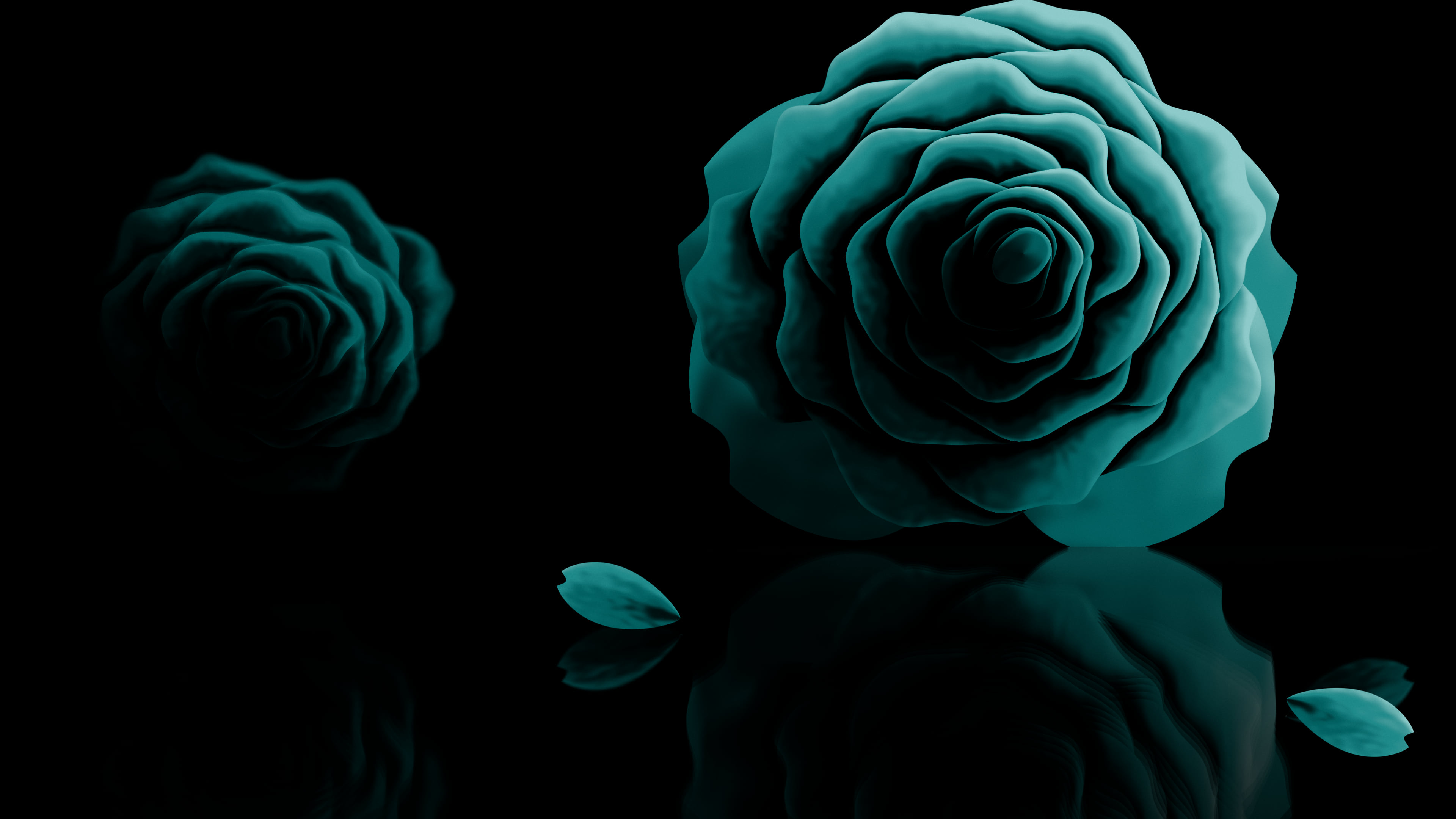 Teal Rose Reflection desktop wallpaper in 4K