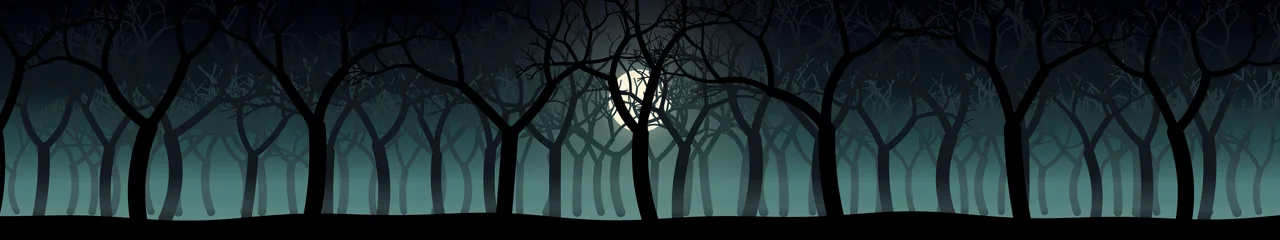 Teal Spooky Forest triple monitor wallpaper, 7680 × 1440