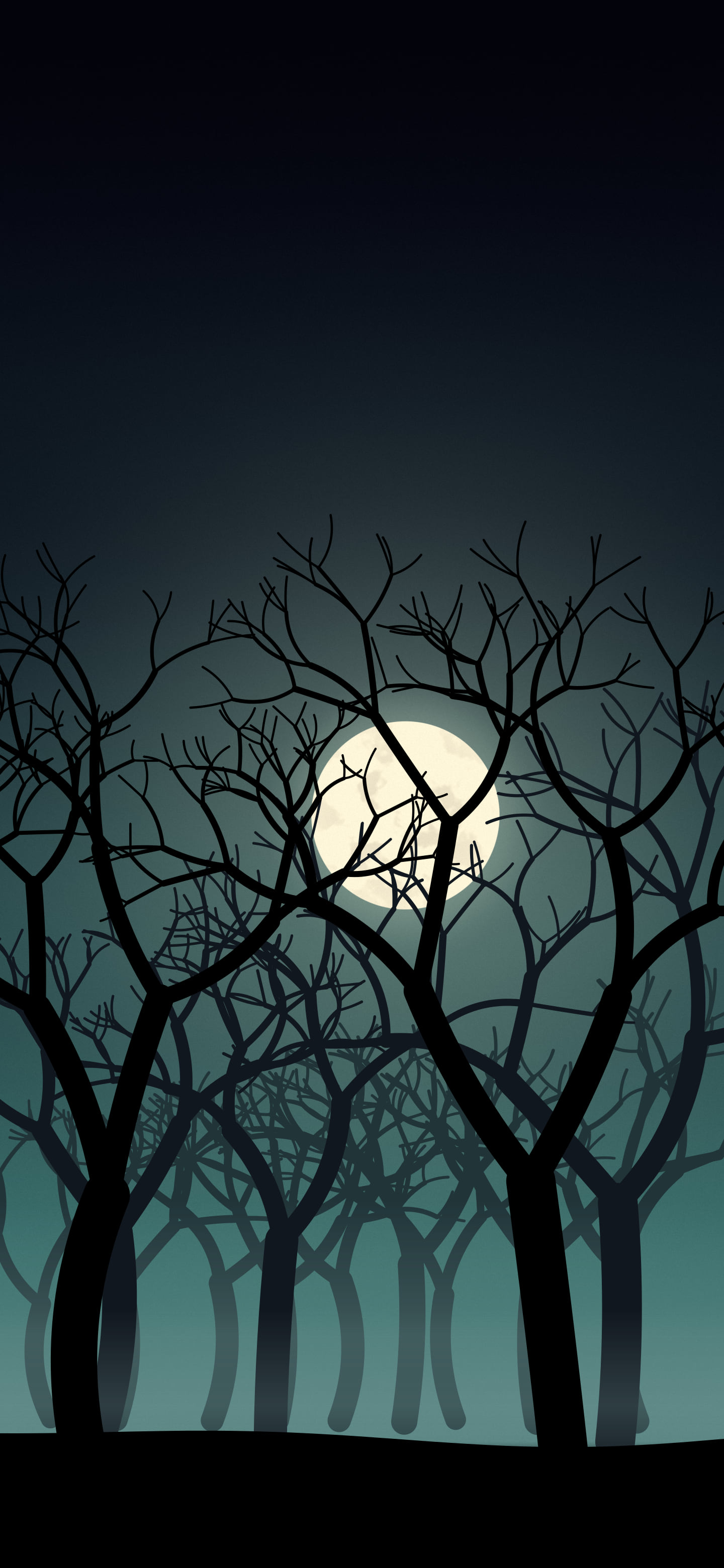 Teal Spooky Forest wallpaper for iPhone and Android
