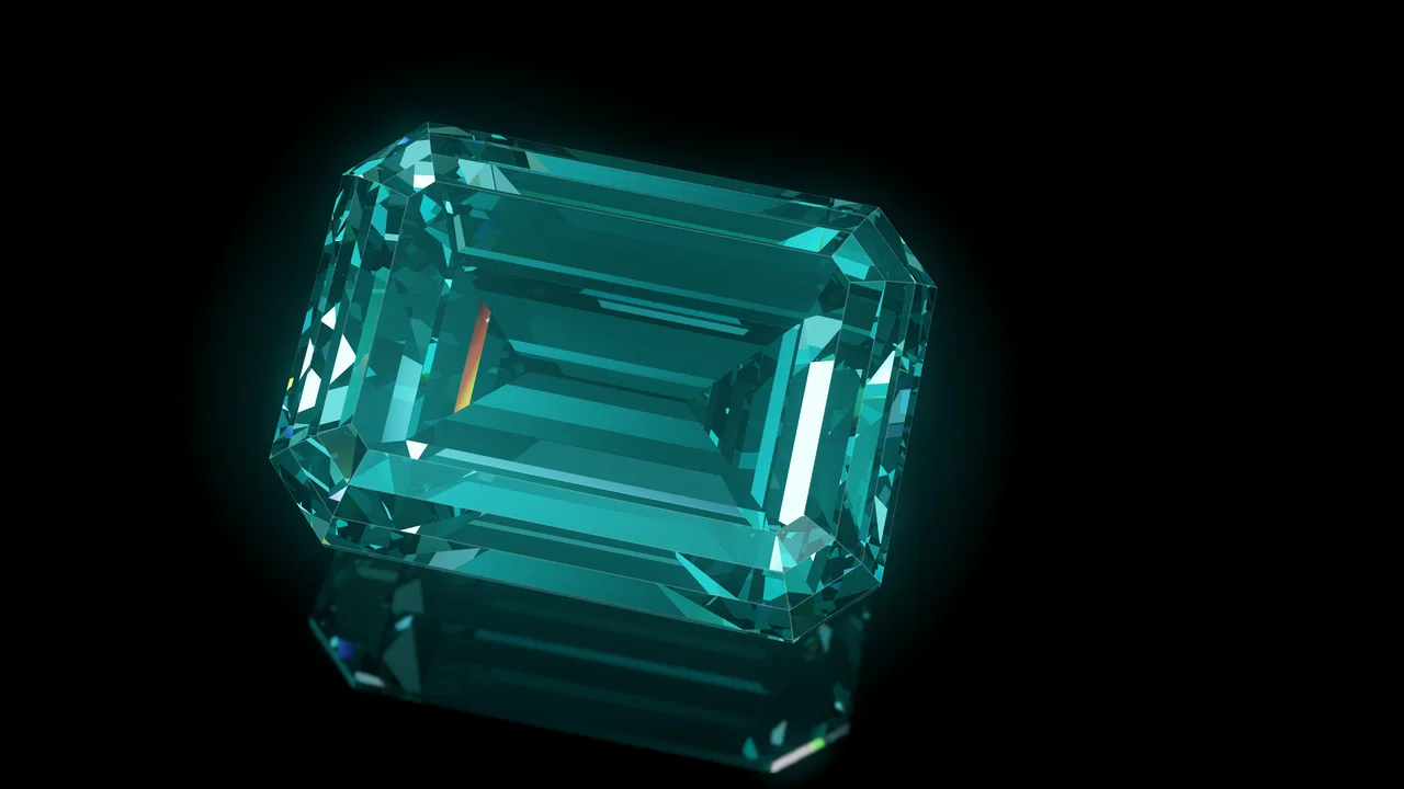 Teal Step Cut Diamond desktop wallpaper in 4K