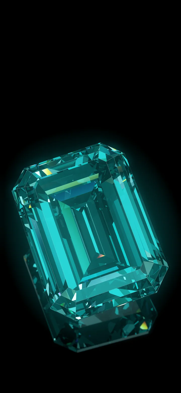 Teal Step Cut Diamond wallpaper for iPhone and Android