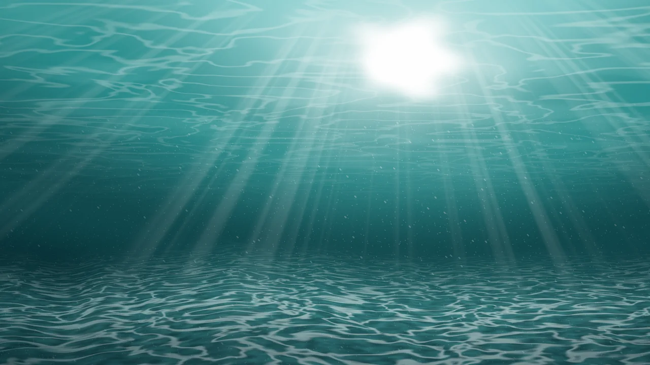 Teal Underwater Sun Rays desktop wallpaper in 4K