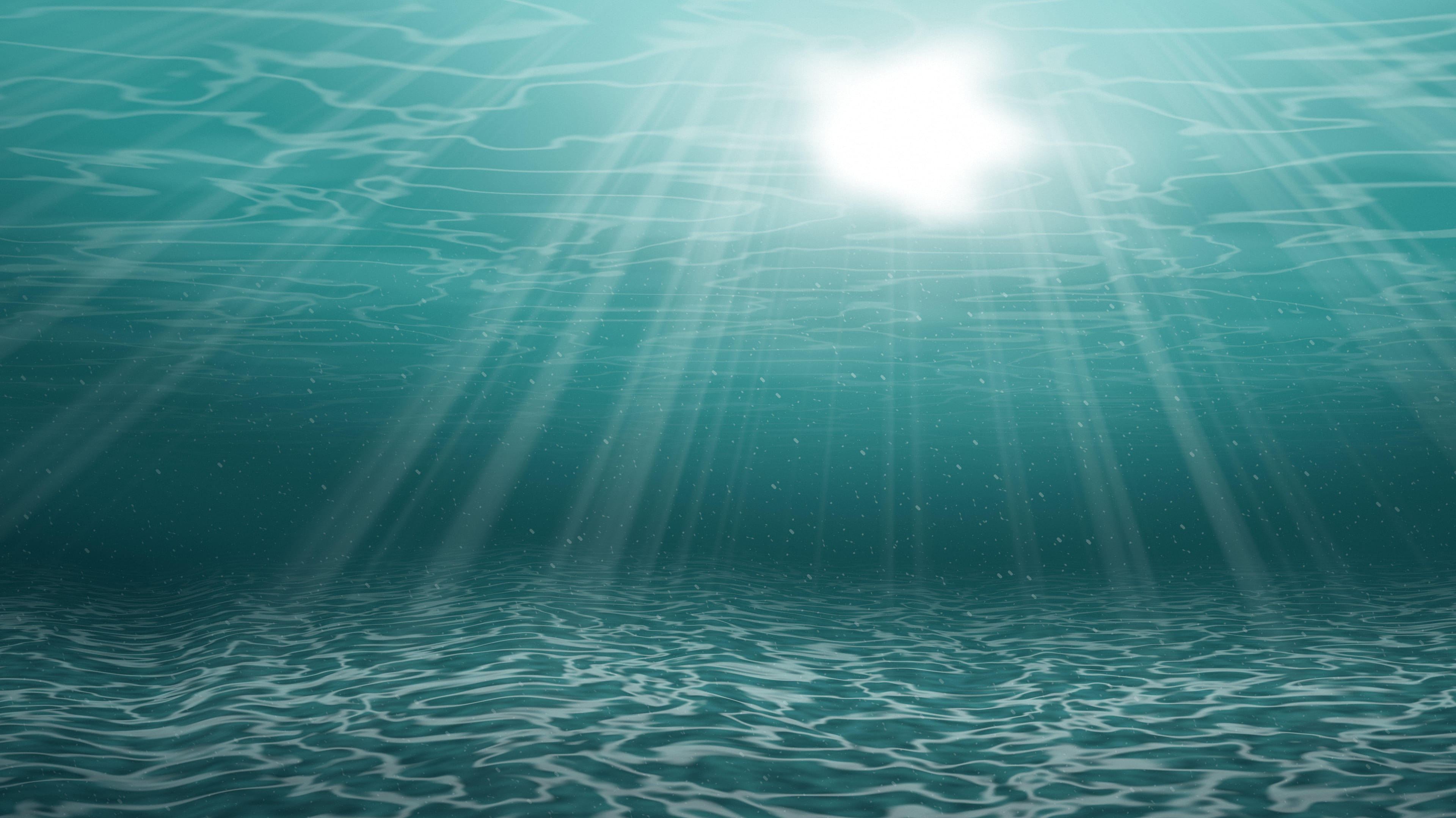 Teal Underwater Sun Rays desktop wallpaper in 4K