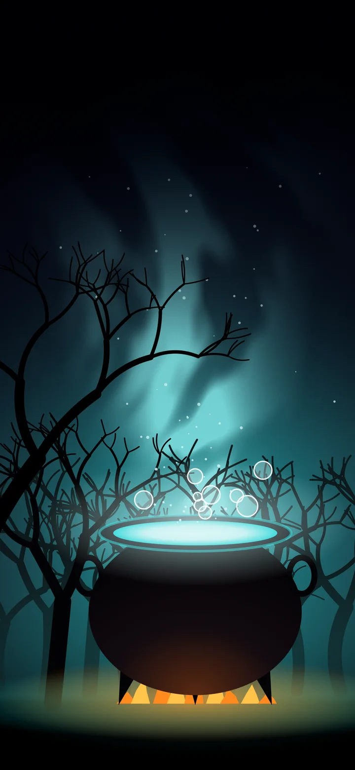 Teal Witch Cauldron wallpaper for iPhone and Android