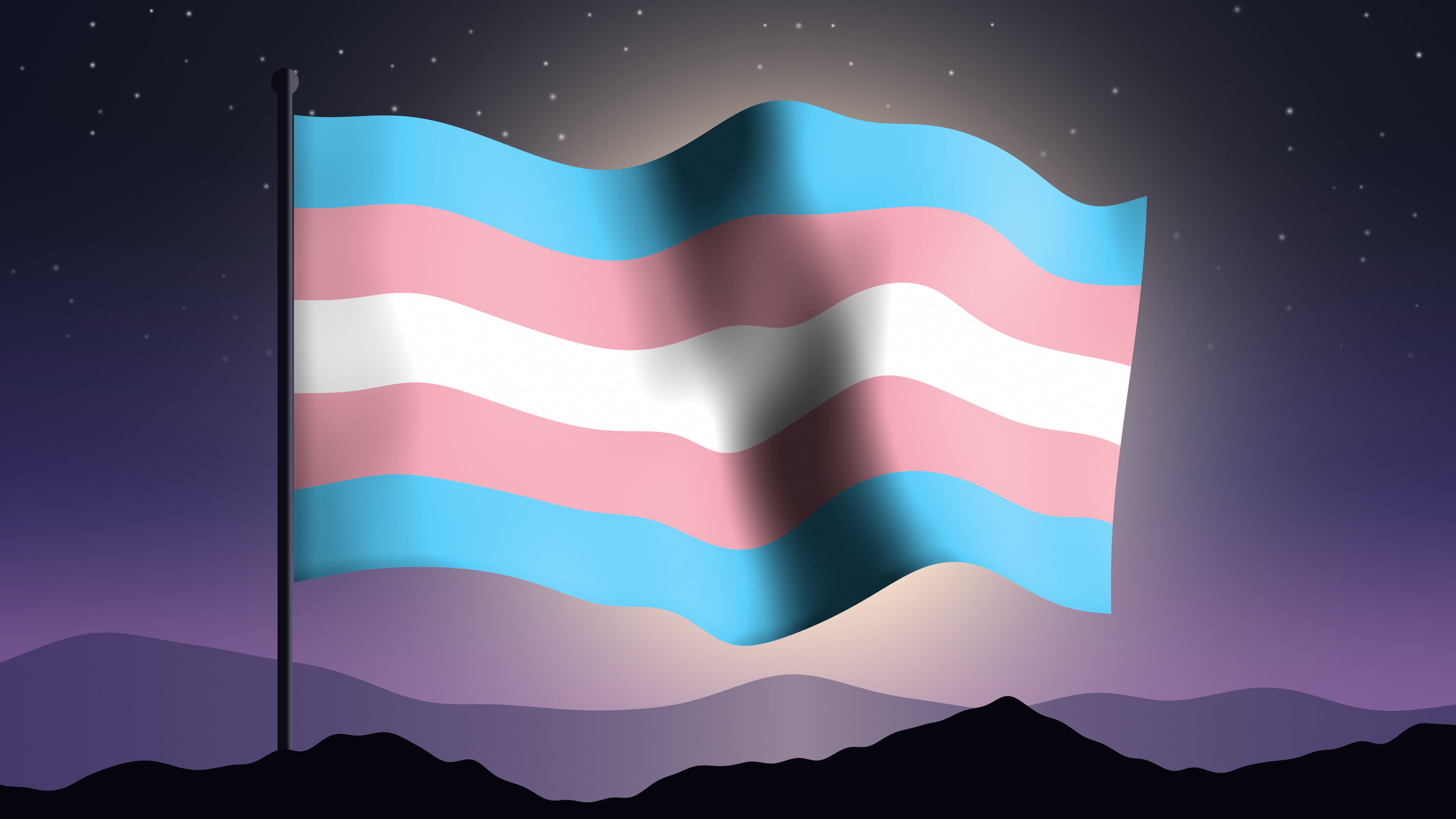 Trans Waving Pride Flag desktop wallpaper in 4K