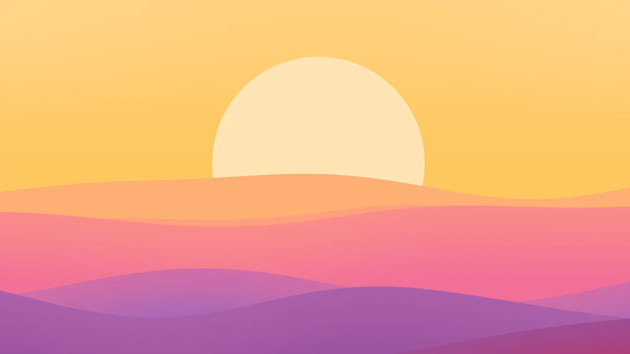 Tropical Minimalist Sunset Hills desktop wallpaper in 4K