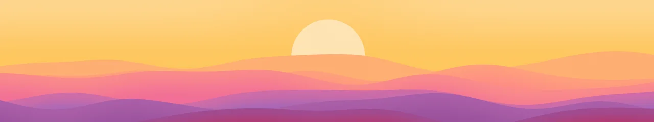Tropical Minimalist Sunset Hills triple monitor wallpaper, 7680 × 1440