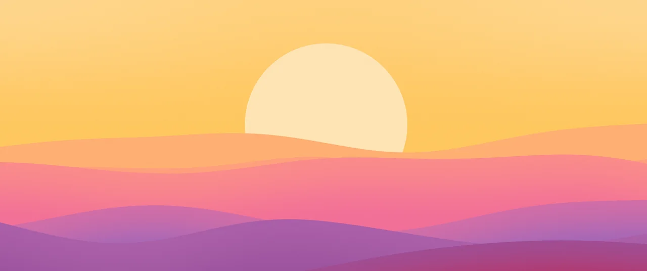 Tropical Minimalist Sunset Hills ultrawide wallpaper, 3440 × 1440