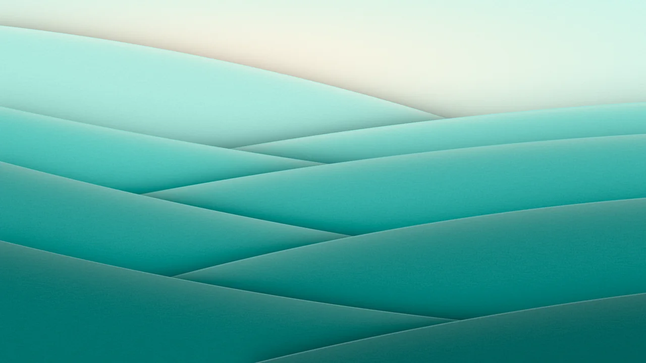 Turquoise 3D Paper Cut Abstract Arcs desktop wallpaper in 4K
