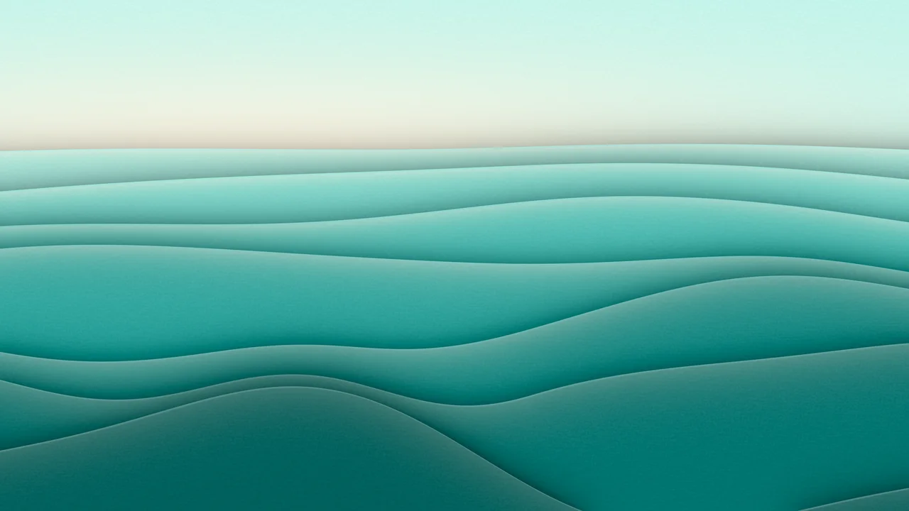 Turquoise 3D Paper Cut Abstract Layers desktop wallpaper in 4K