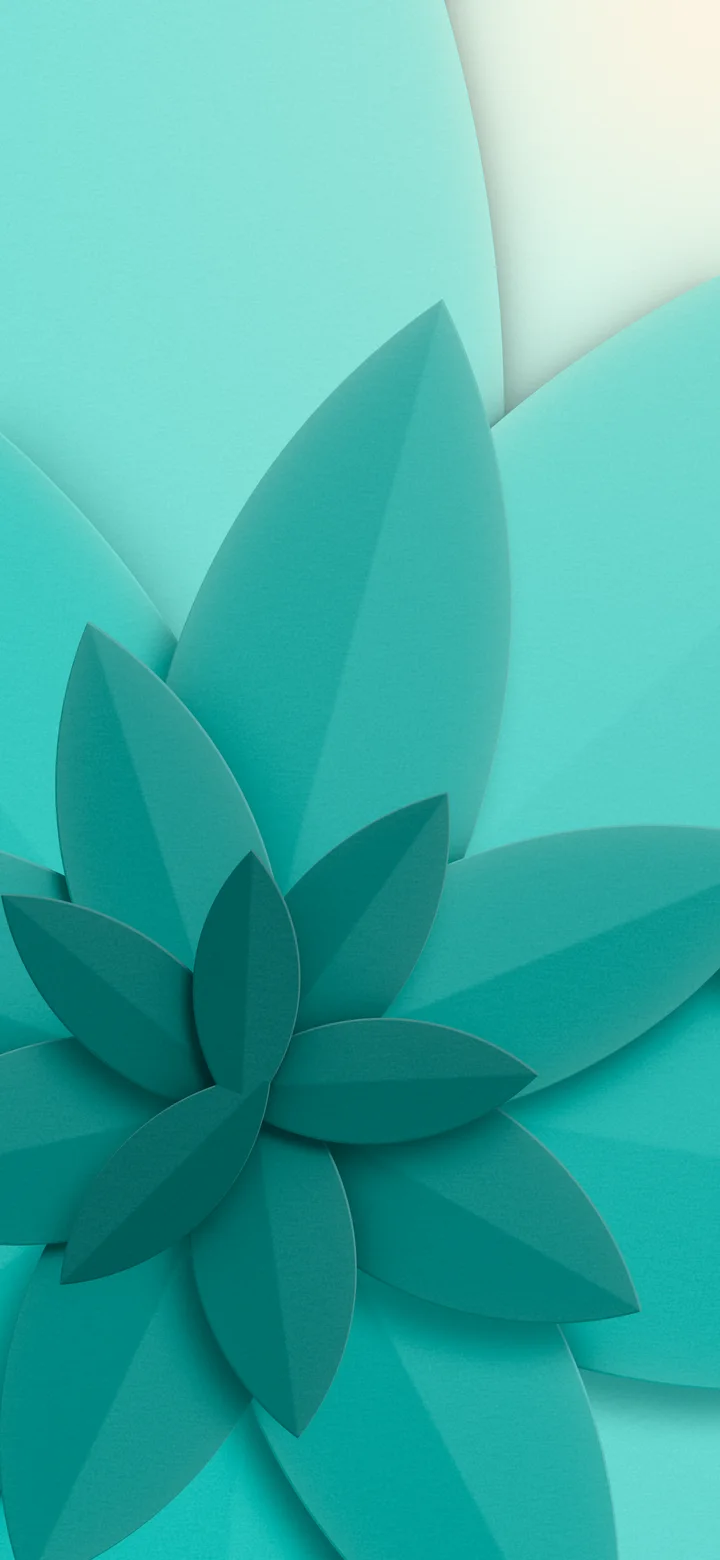 Turquoise 3D Paper Cut Abstract Petals wallpaper for iPhone and Android