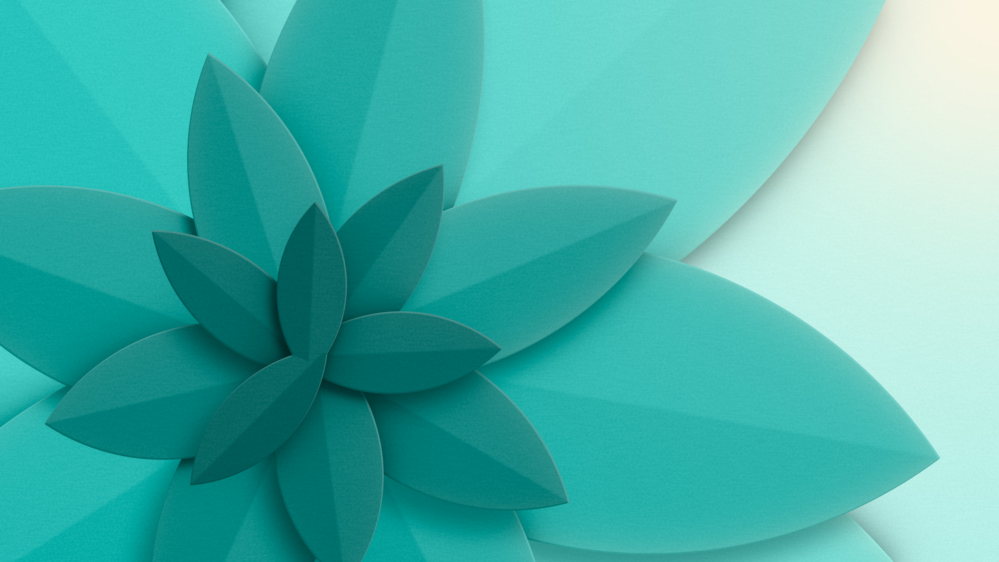 Turquoise 3D Paper Cut Abstract Petals desktop wallpaper in 4K