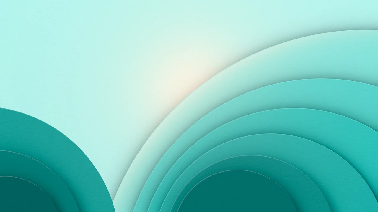 Turquoise 3D Paper Cut Geometric Circles desktop wallpaper in 4K