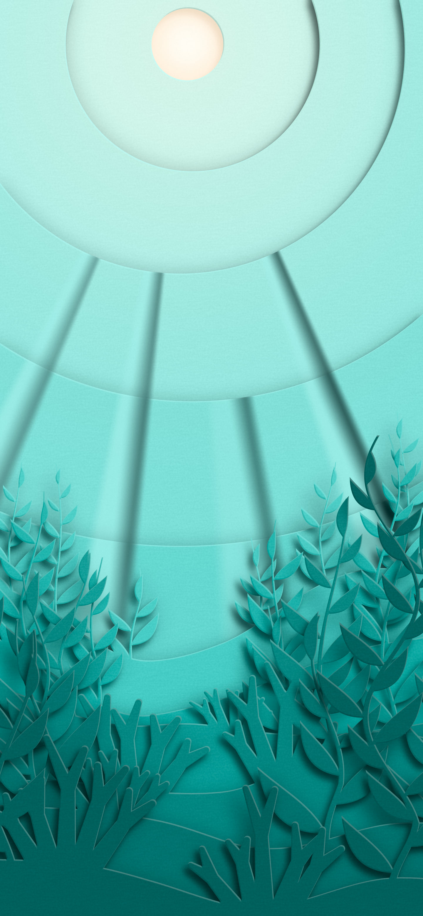 Turquoise 3D Paper Cut Underwater Kelp wallpaper for iPhone and Android