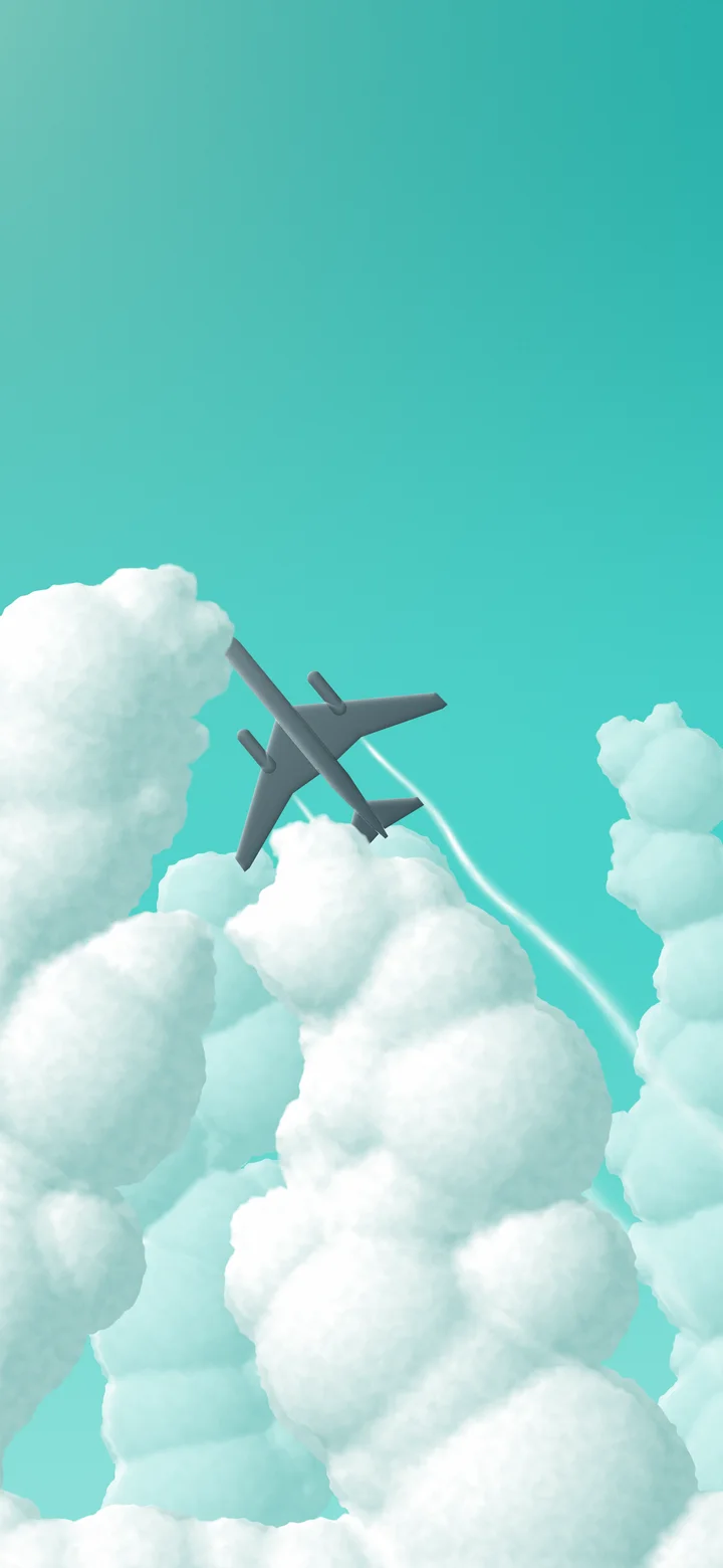 Turquoise Airplane in the Clouds wallpaper for iPhone and Android