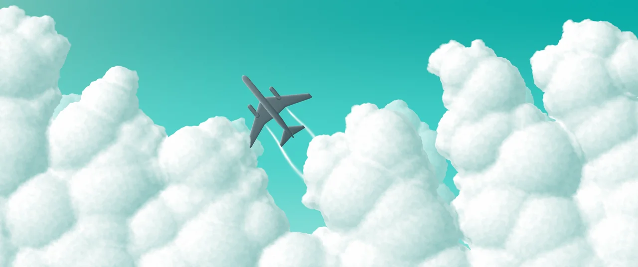 Turquoise Airplane in the Clouds ultrawide wallpaper, 3440 × 1440