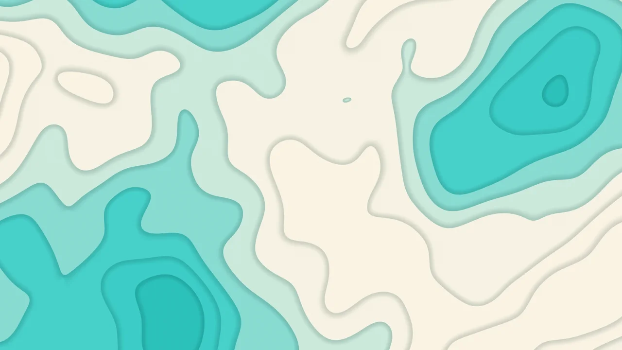 Turquoise and Cream Layered Topographic desktop wallpaper in 4K