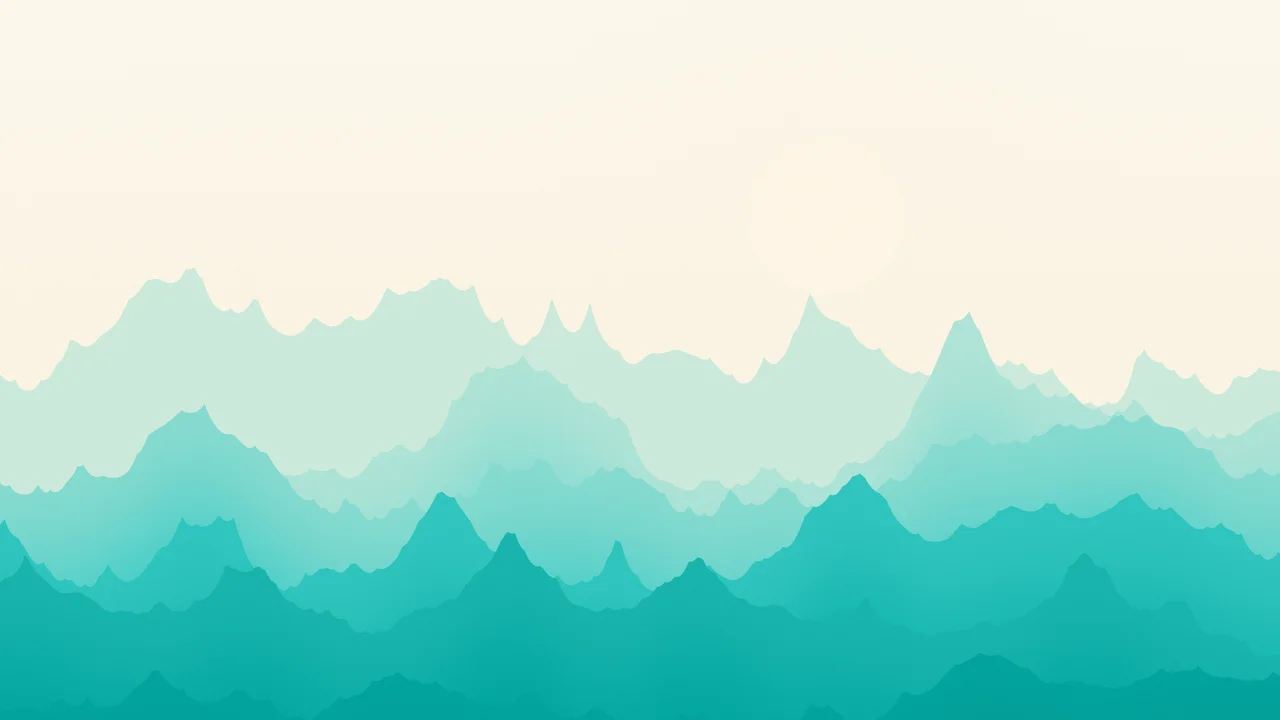 Turquoise and Cream Minimalist Mountain Landscape desktop wallpaper in 4K