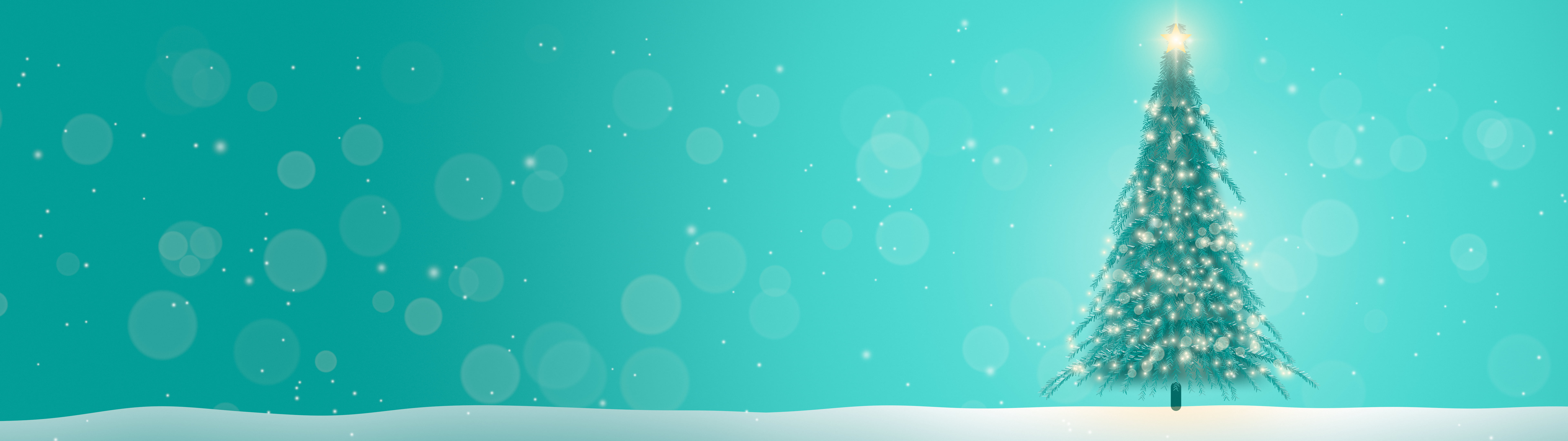 Turquoise Christmas Tree dual monitor wallpaper, 7680 × 2160