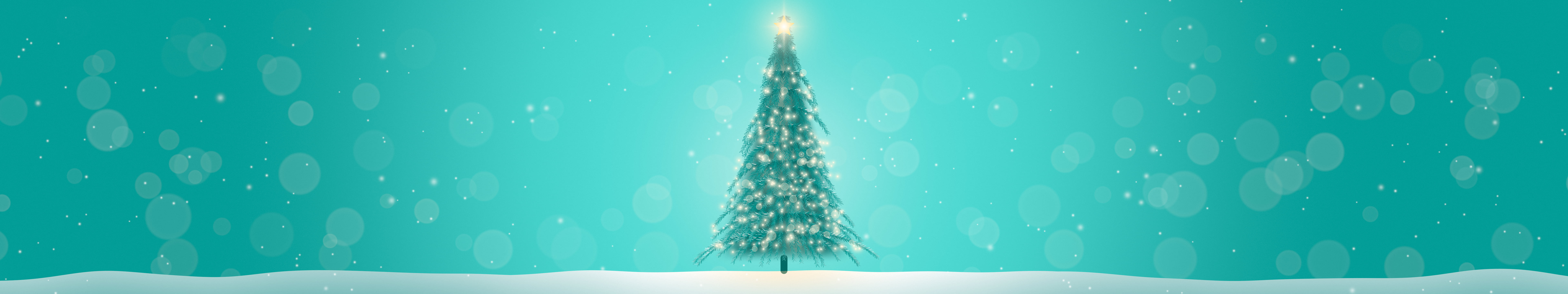 Turquoise Christmas Tree triple monitor wallpaper, 7680 × 1440