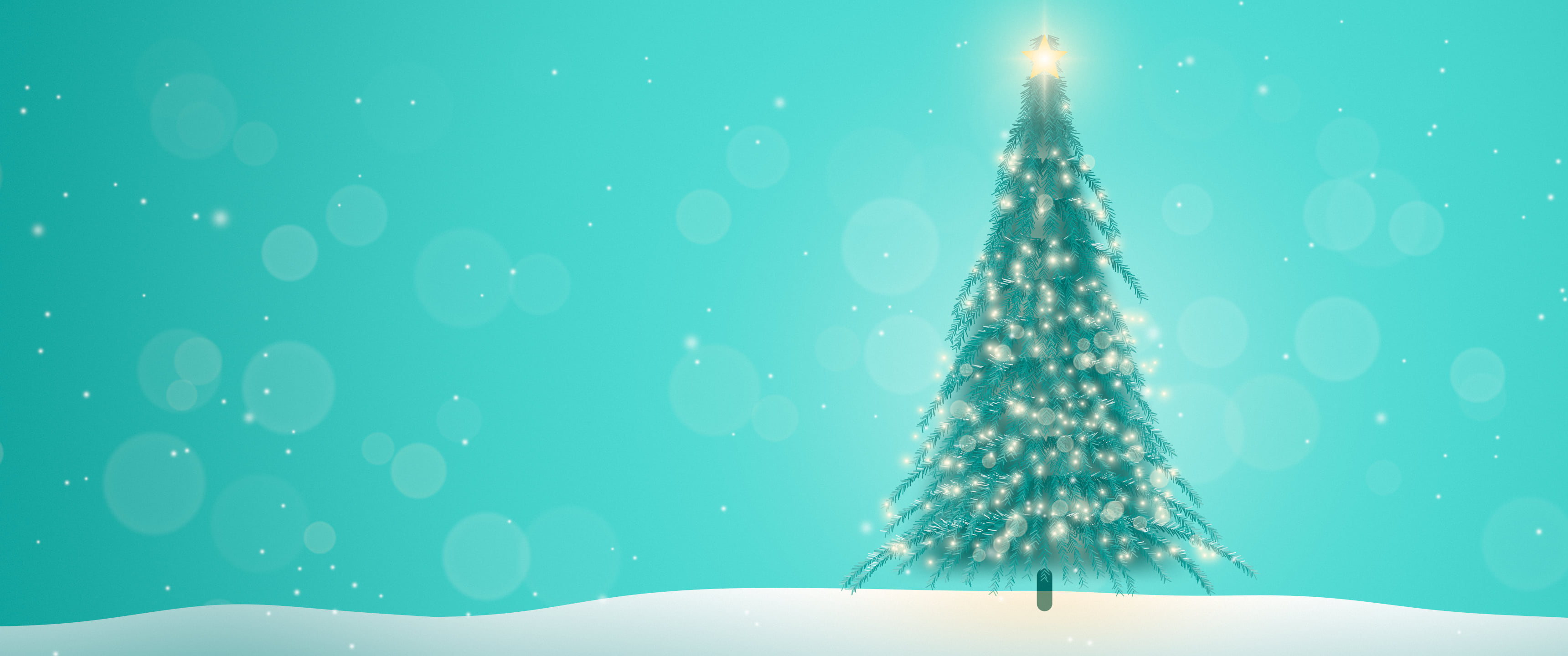 Turquoise Christmas Tree ultrawide wallpaper, 3440 × 1440