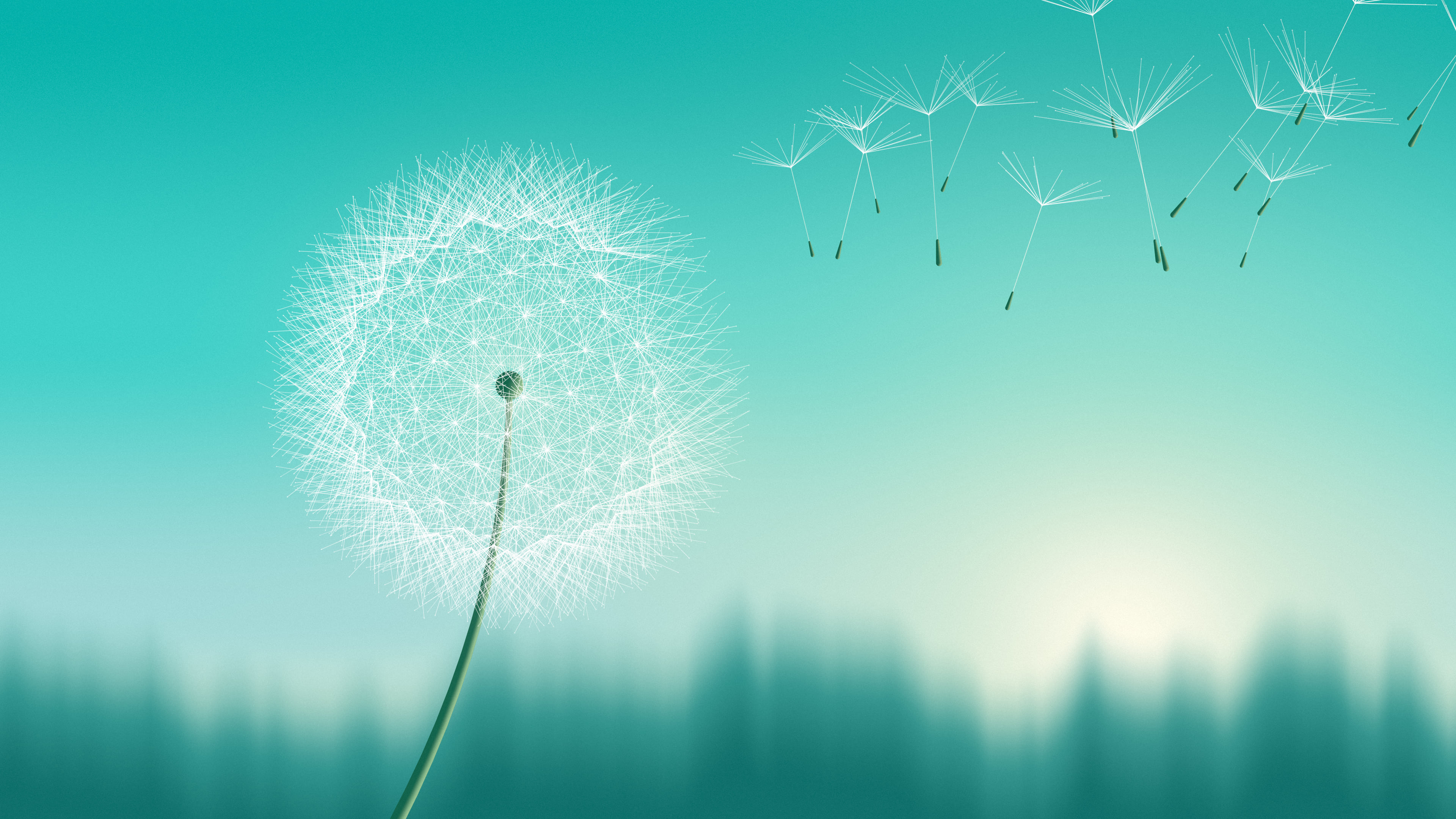 Turquoise Dandelion desktop wallpaper in 4K