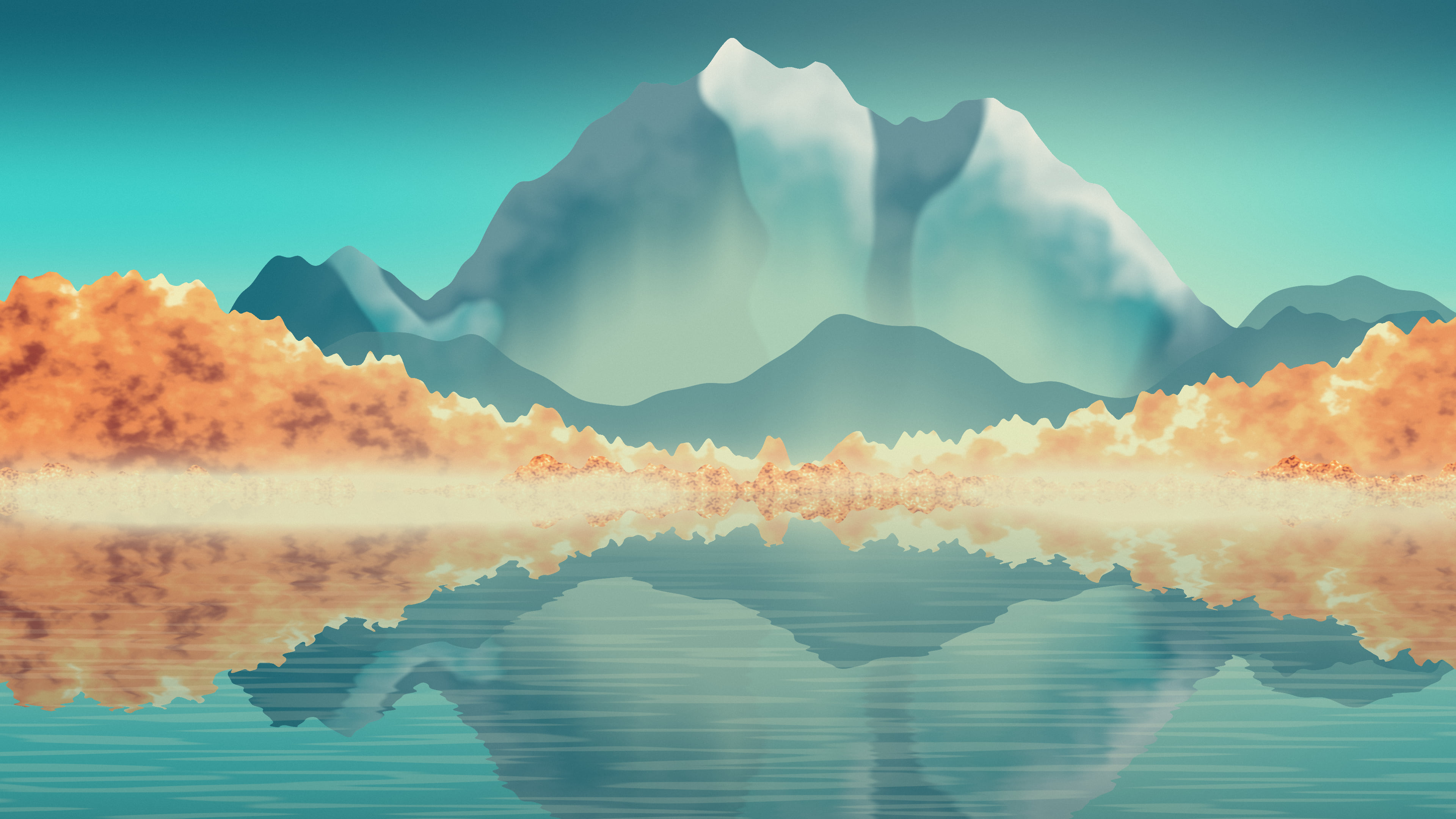 Turquoise Fall Mountain Lake desktop wallpaper in 4K