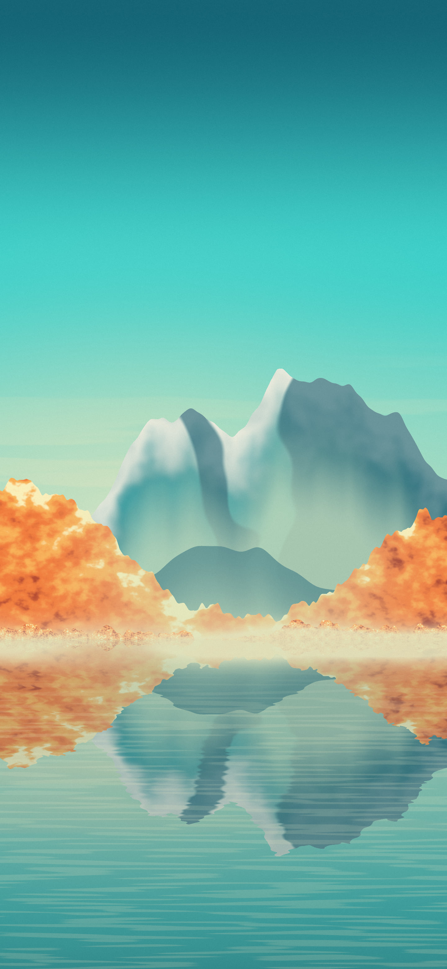 Turquoise Fall Mountain Lake wallpaper for iPhone and Android