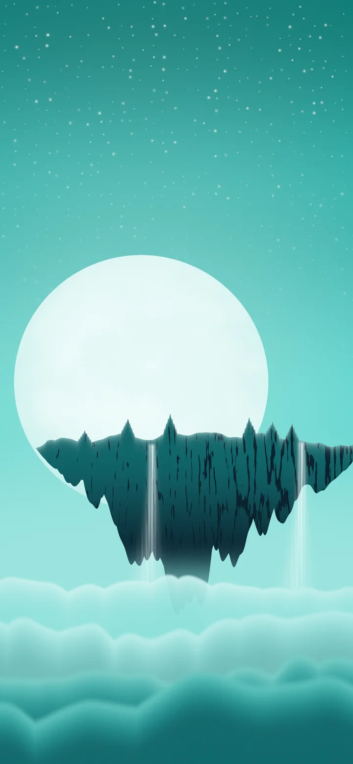 Turquoise Fantasy Floating Islands wallpaper for iPhone and Android