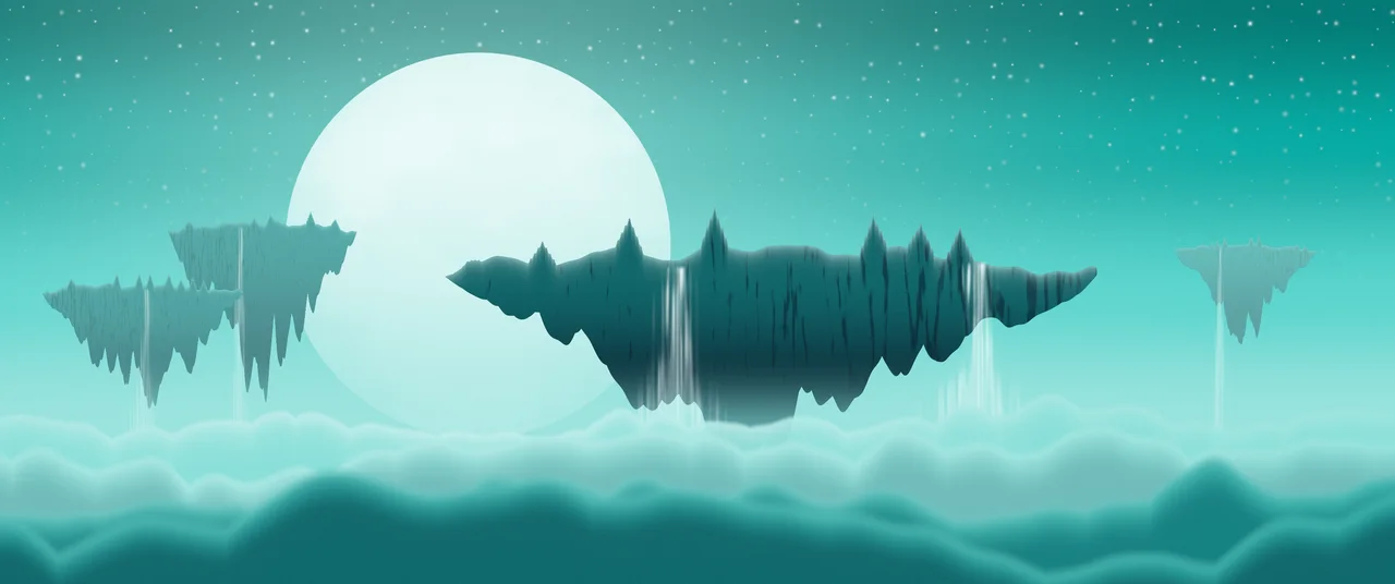 Turquoise Fantasy Floating Islands ultrawide wallpaper, 3440 × 1440