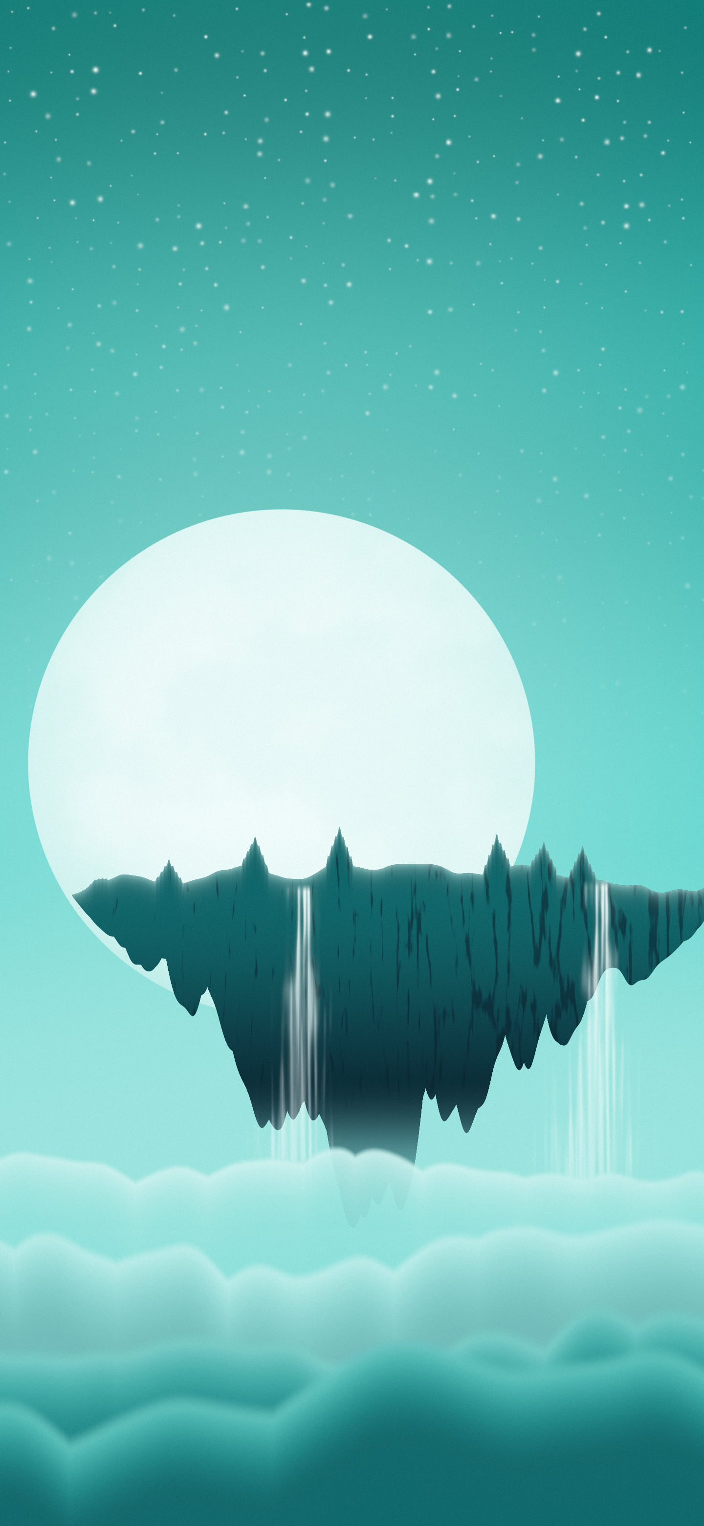 Turquoise Fantasy Floating Islands wallpaper for iPhone and Android