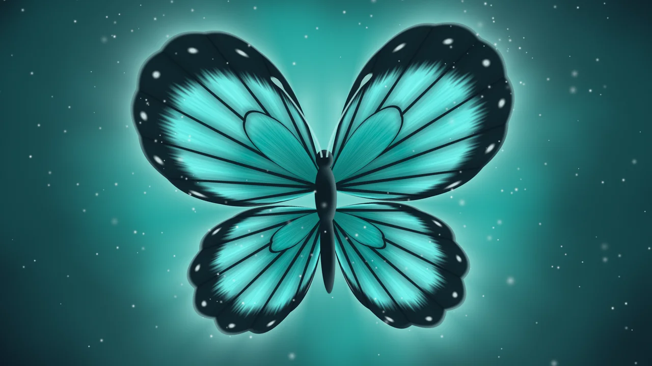 Turquoise Glowing Butterfly desktop wallpaper in 4K