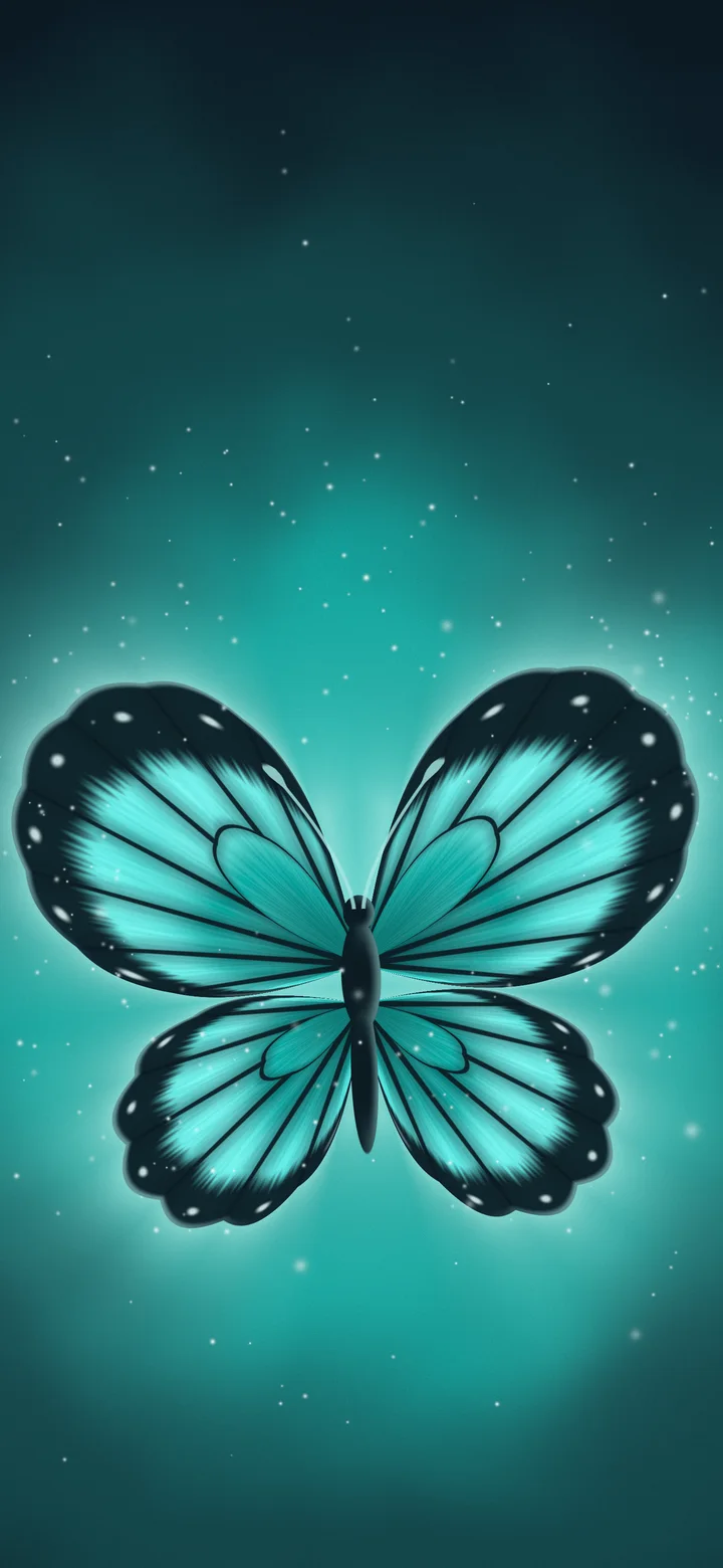Turquoise Glowing Butterfly wallpaper for iPhone and Android