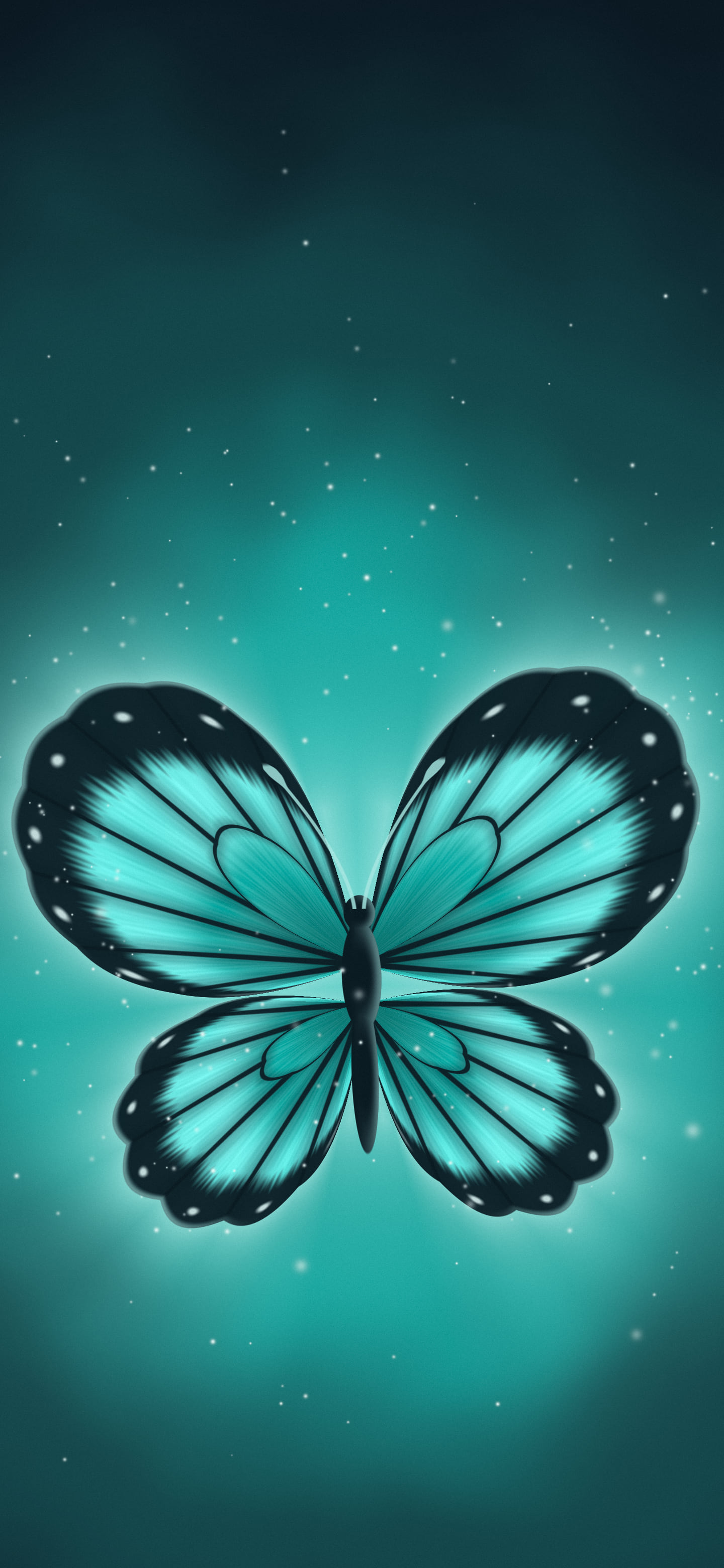 Turquoise Glowing Butterfly wallpaper for iPhone and Android