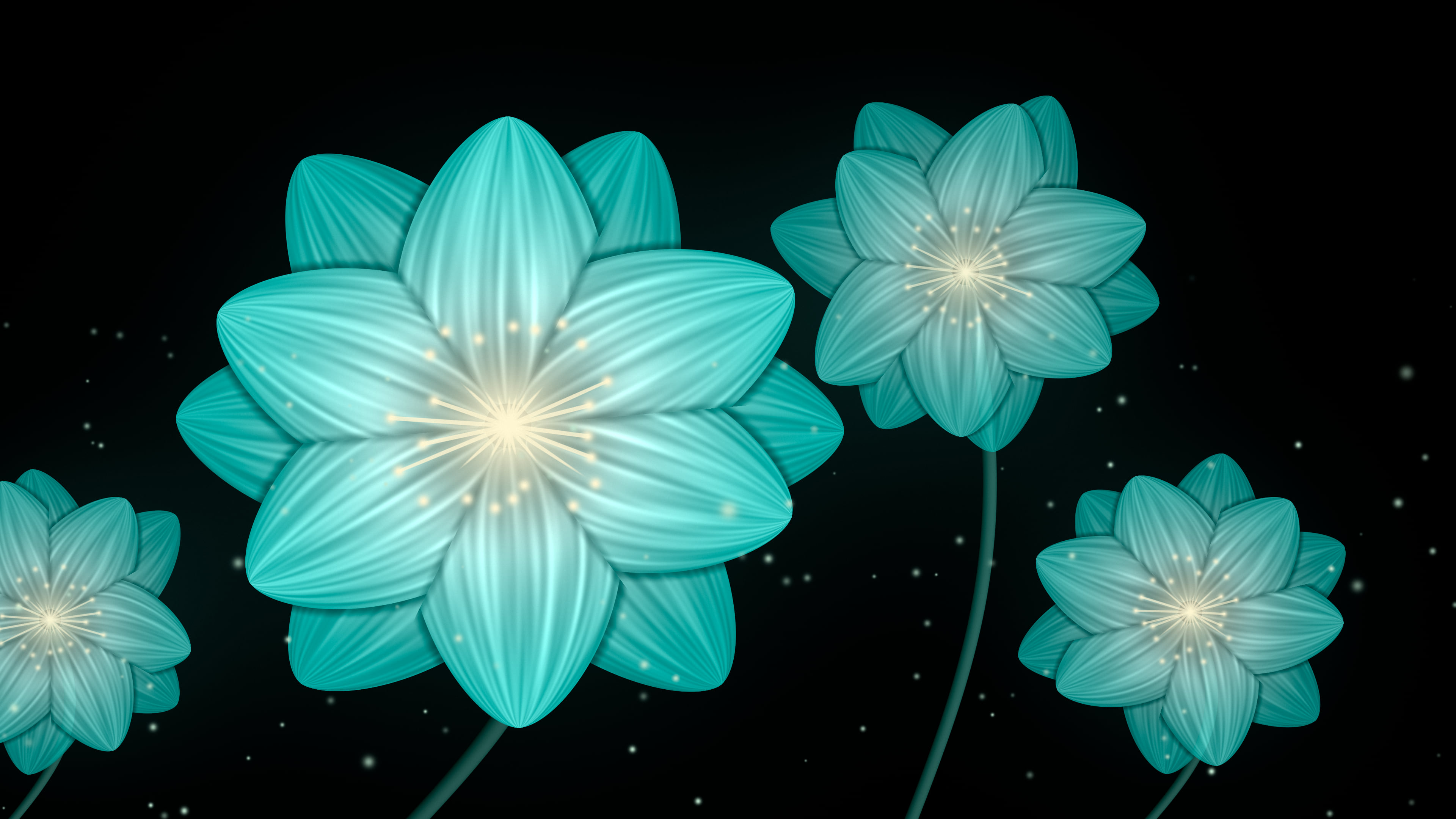 Turquoise Glowing Flower desktop wallpaper in 4K
