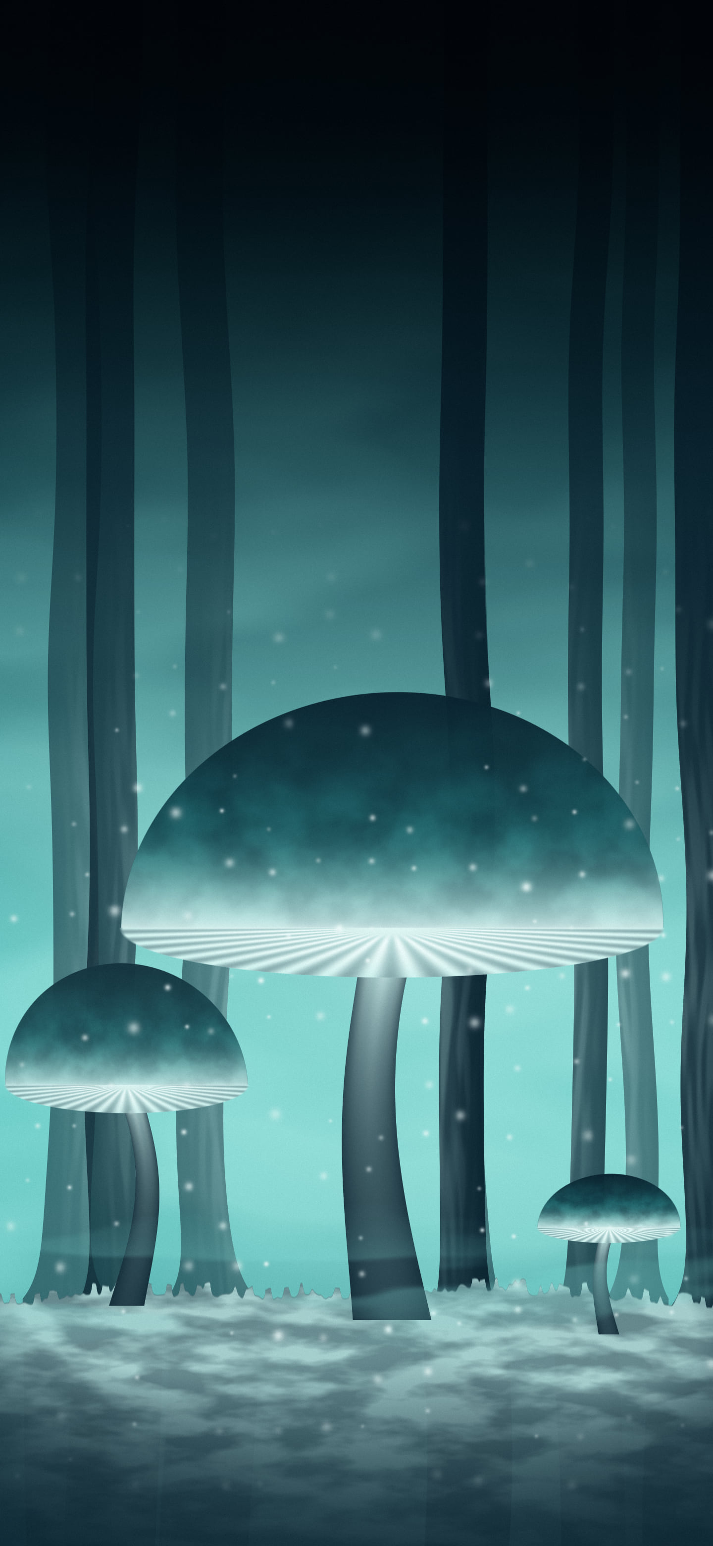 Turquoise Glowing Mushroom Forest wallpaper for iPhone and Android