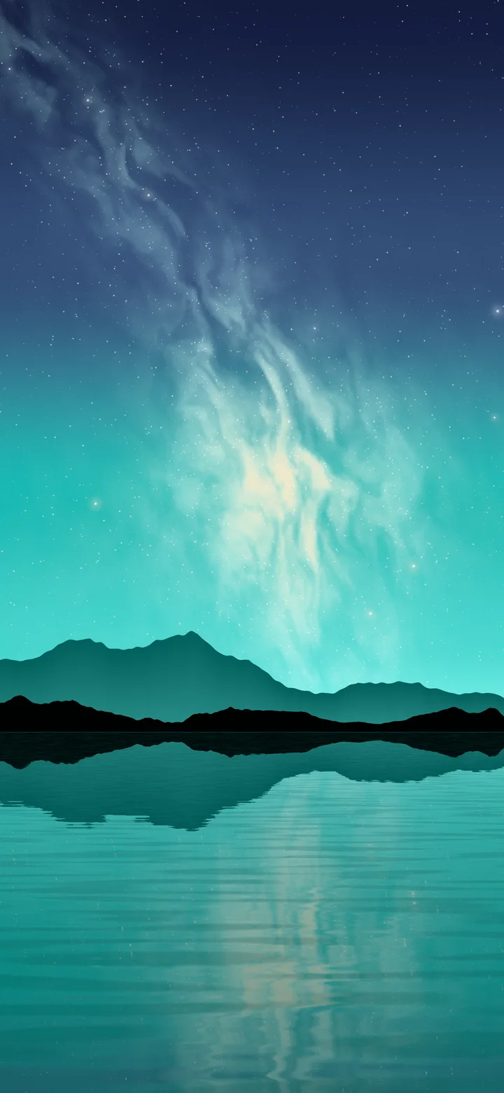 Turquoise Milky Way over a Lake wallpaper for iPhone and Android