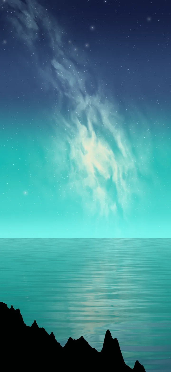 Turquoise Milky Way over the Ocean wallpaper for iPhone and Android