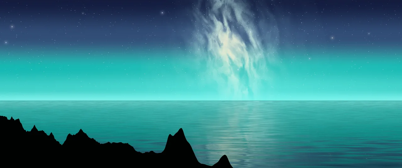 Turquoise Milky Way over the Ocean ultrawide wallpaper, 3440 × 1440