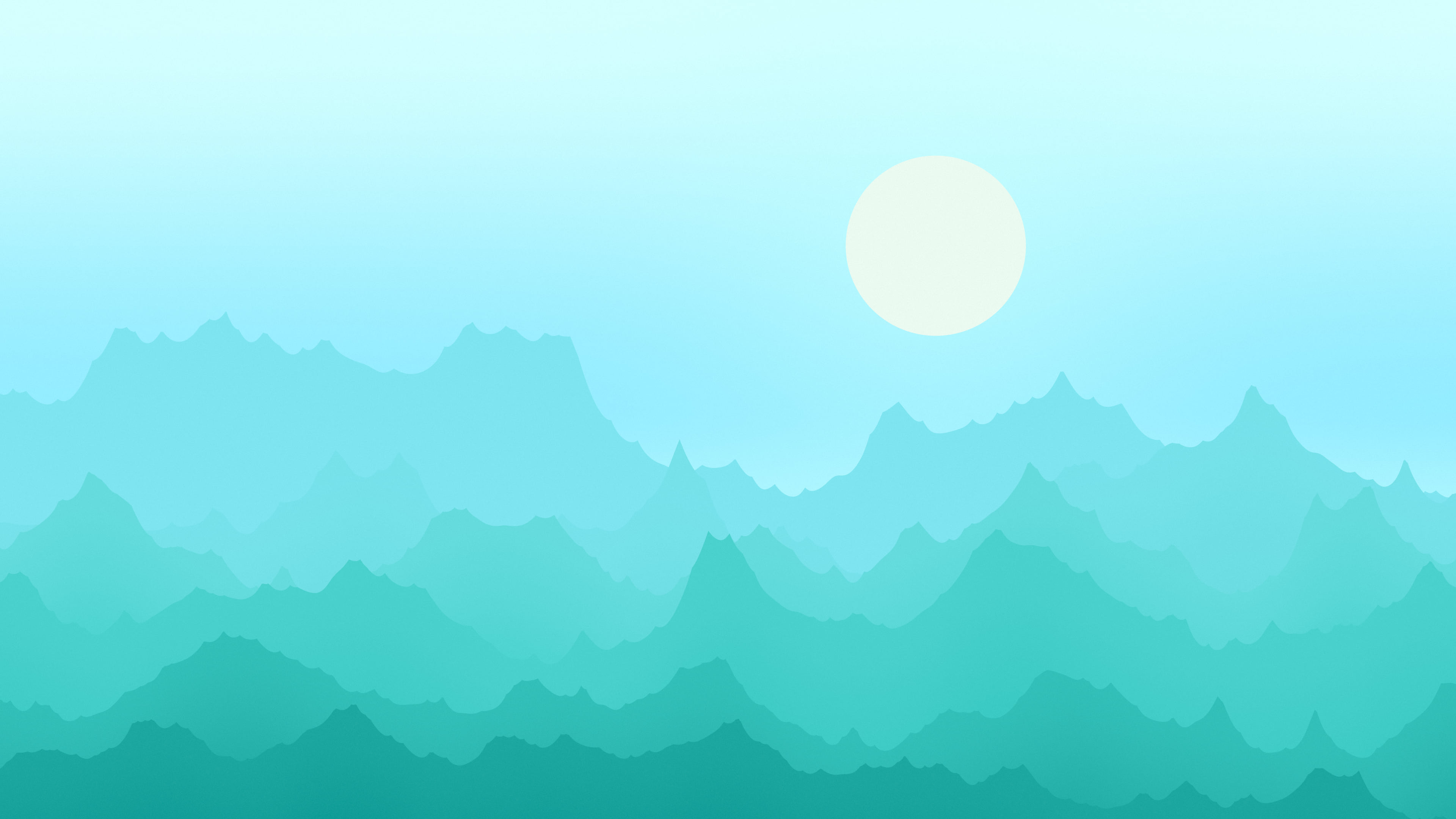 Turquoise Minimalist Mountain Landscape desktop wallpaper in 4K