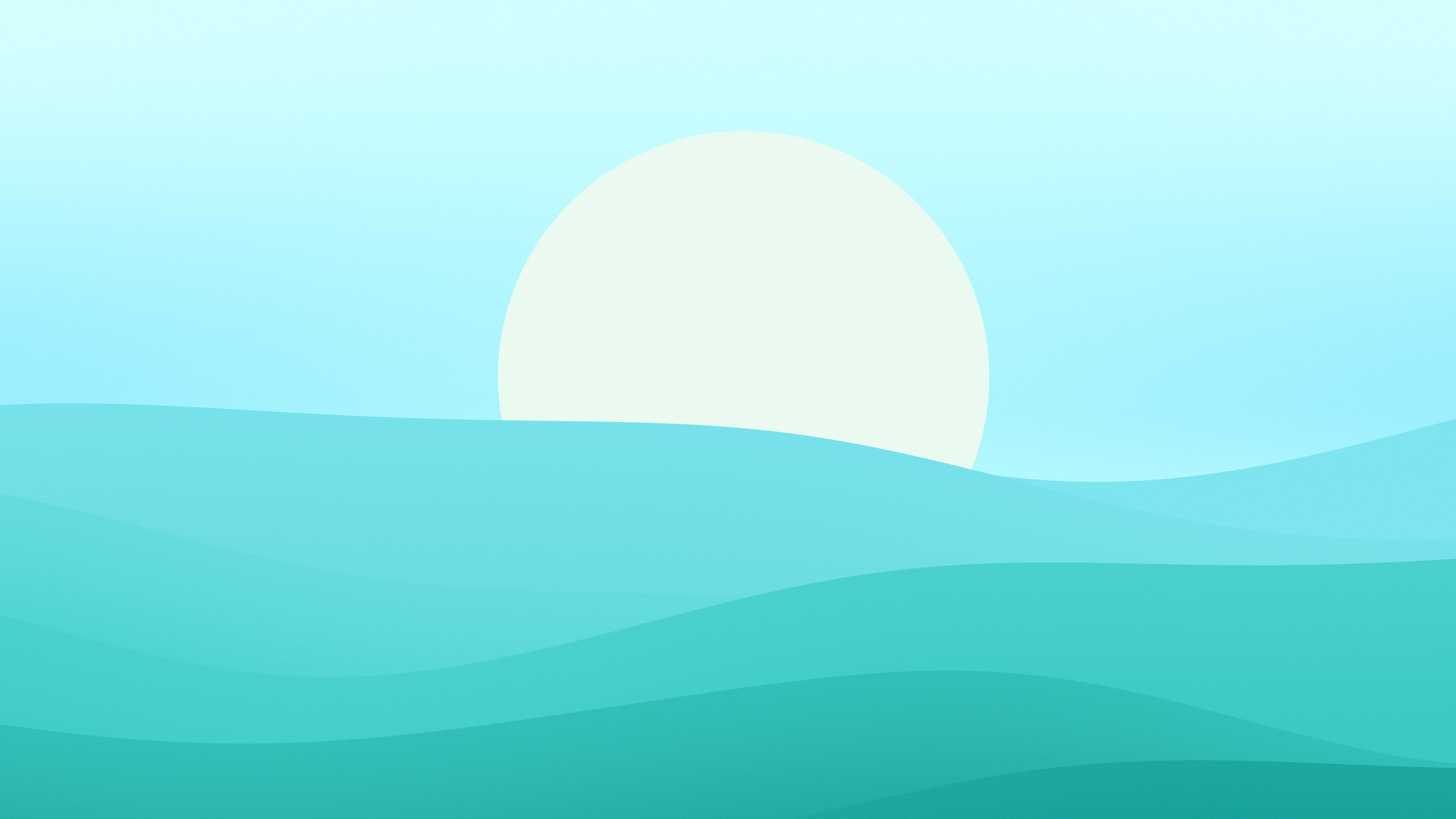 Turquoise Minimalist Sunset Hills desktop wallpaper in 4K