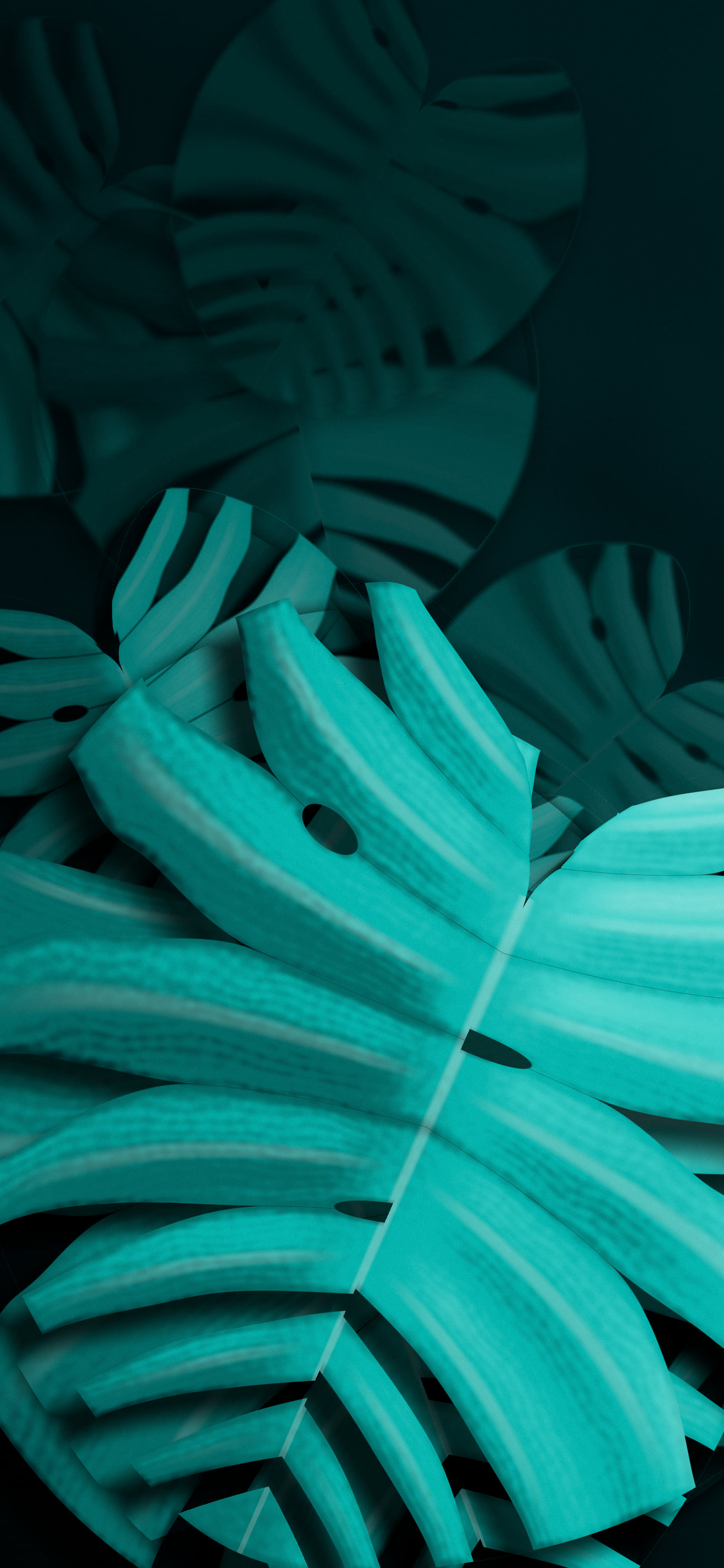 Turquoise Monstera Leaves wallpaper for iPhone and Android