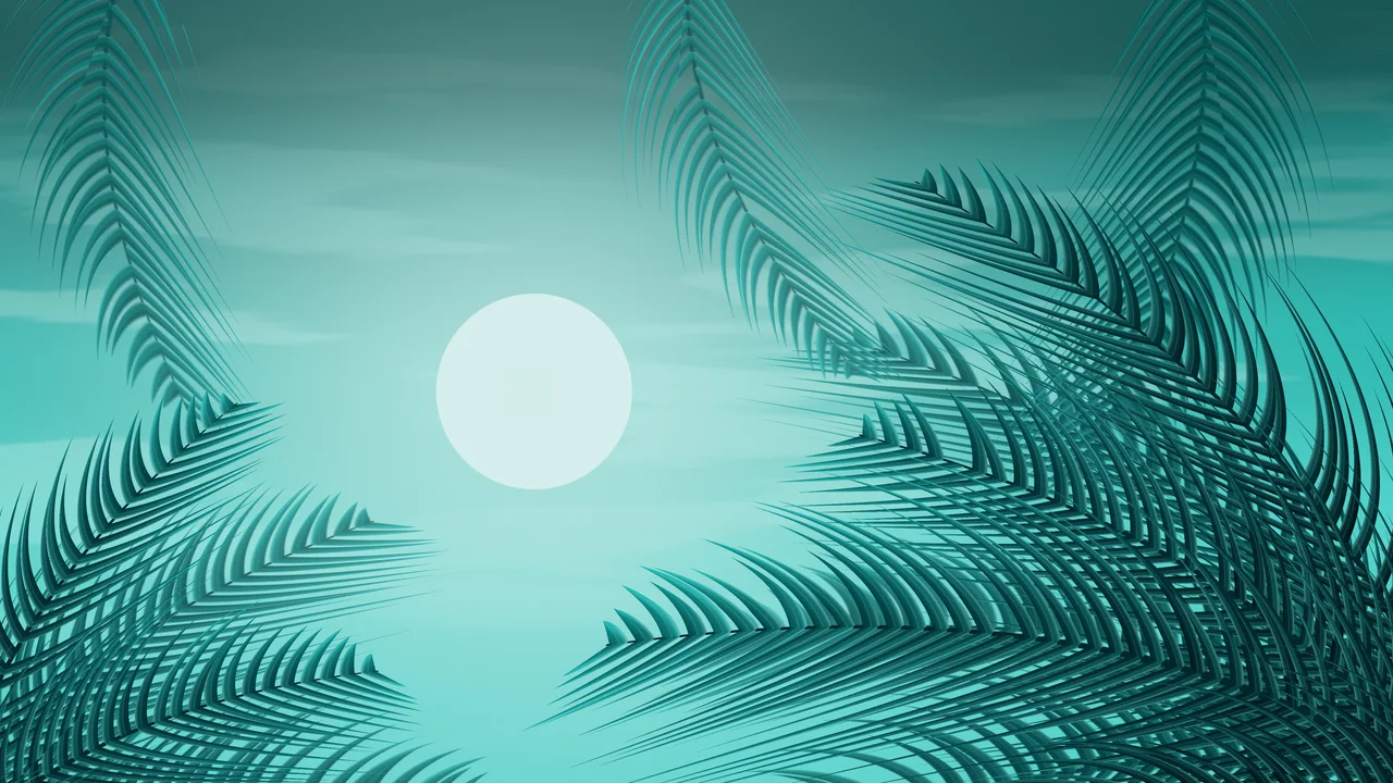 Turquoise Palm Leaves desktop wallpaper in 4K