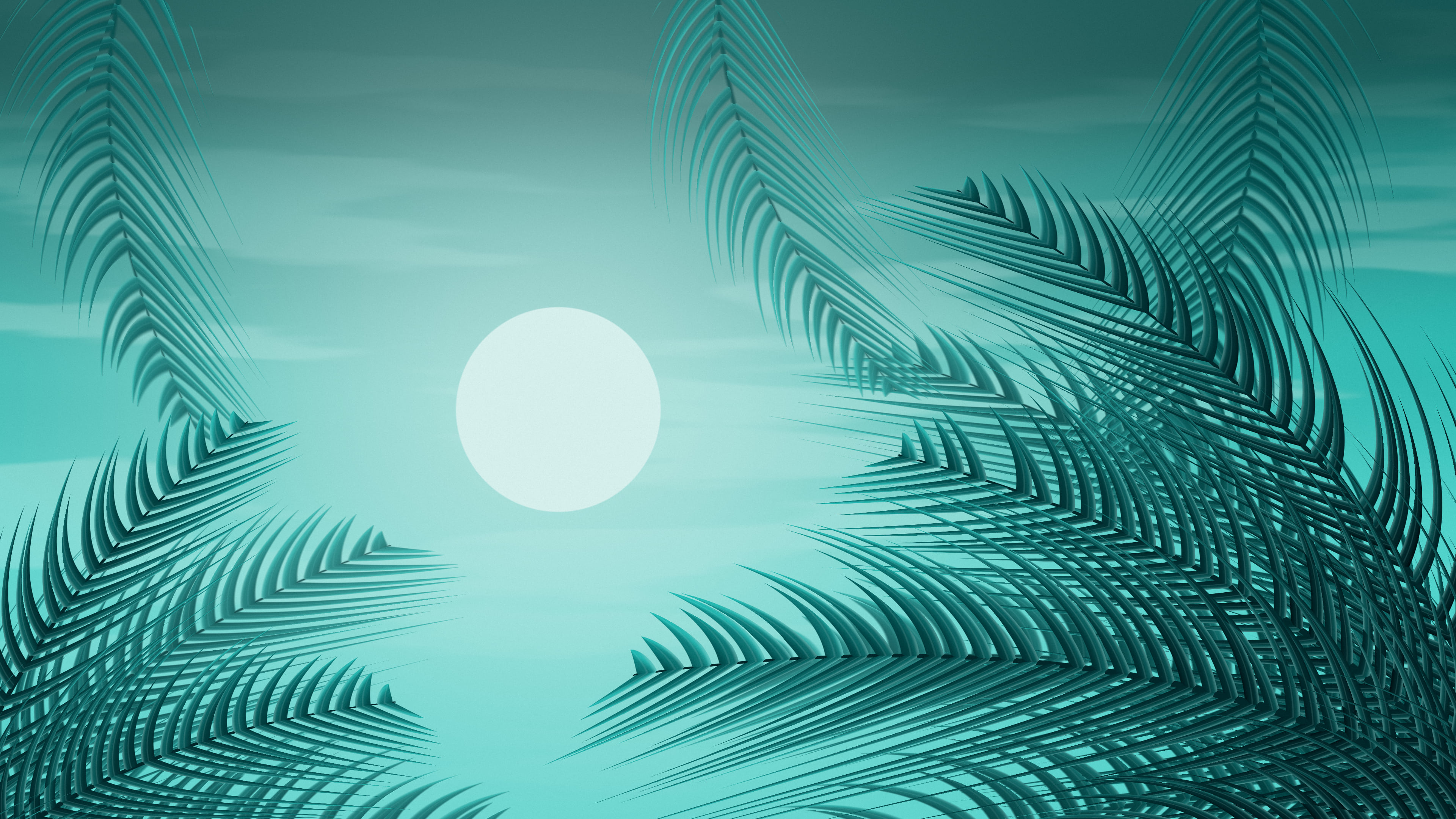 Turquoise Palm Leaves desktop wallpaper in 4K