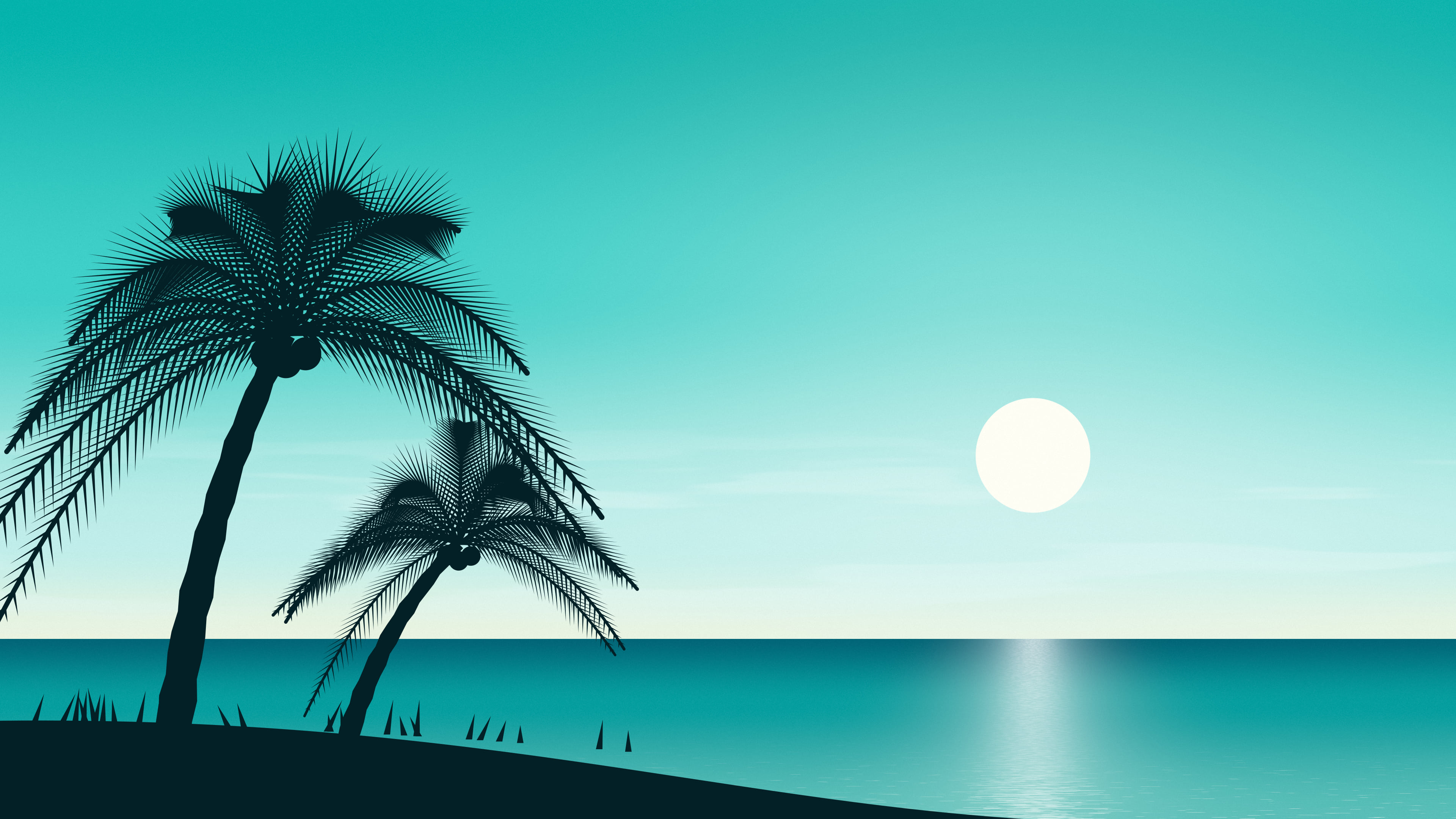 Turquoise Palm Tree Beach desktop wallpaper in 4K
