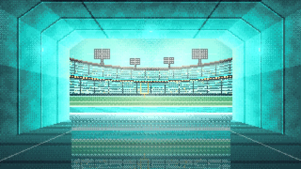 Turquoise Pixel Art Football Stadium Tunnel desktop wallpaper in 4K