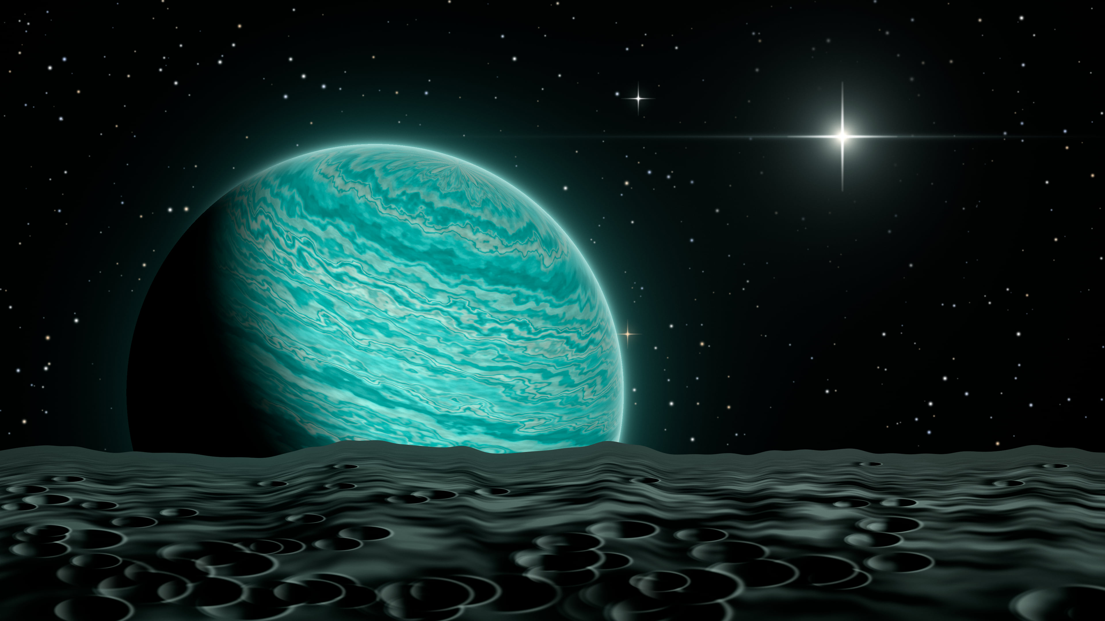 Turquoise Planet Rise desktop wallpaper in 4K