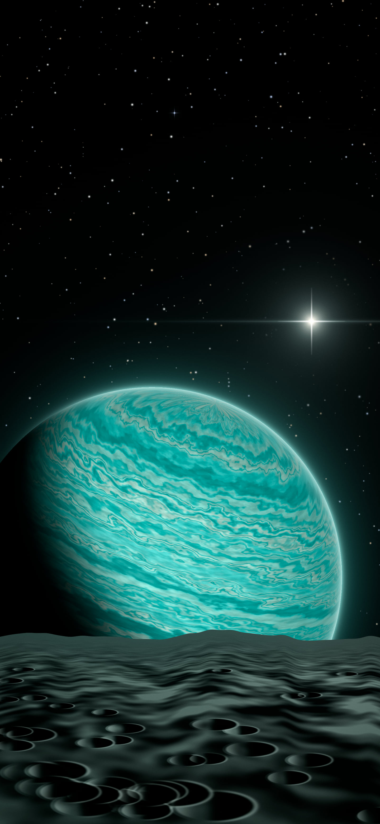 Turquoise Planet Rise wallpaper for iPhone and Android